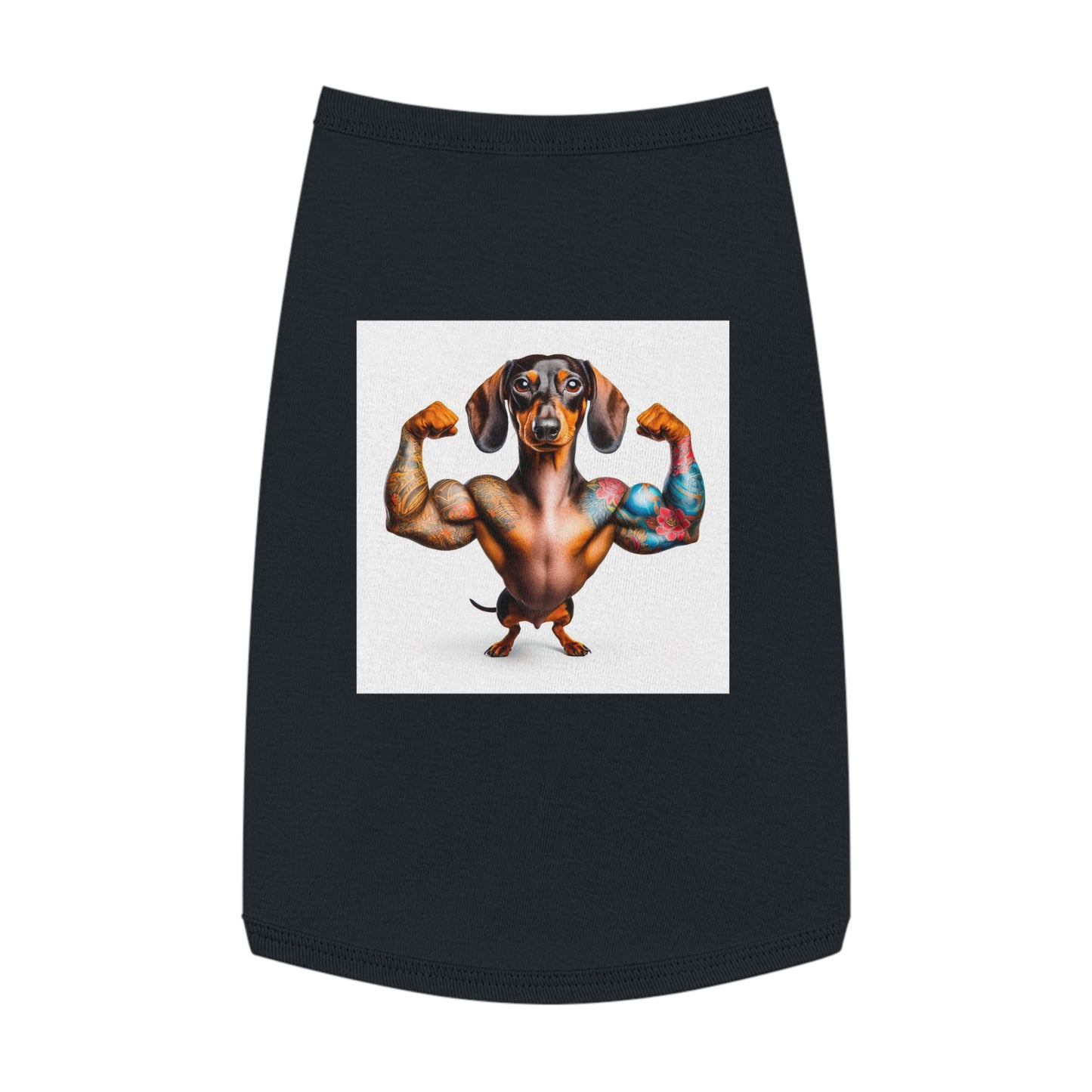 Pet Tank Top Dachshund muscle man t shirt Pets Printify