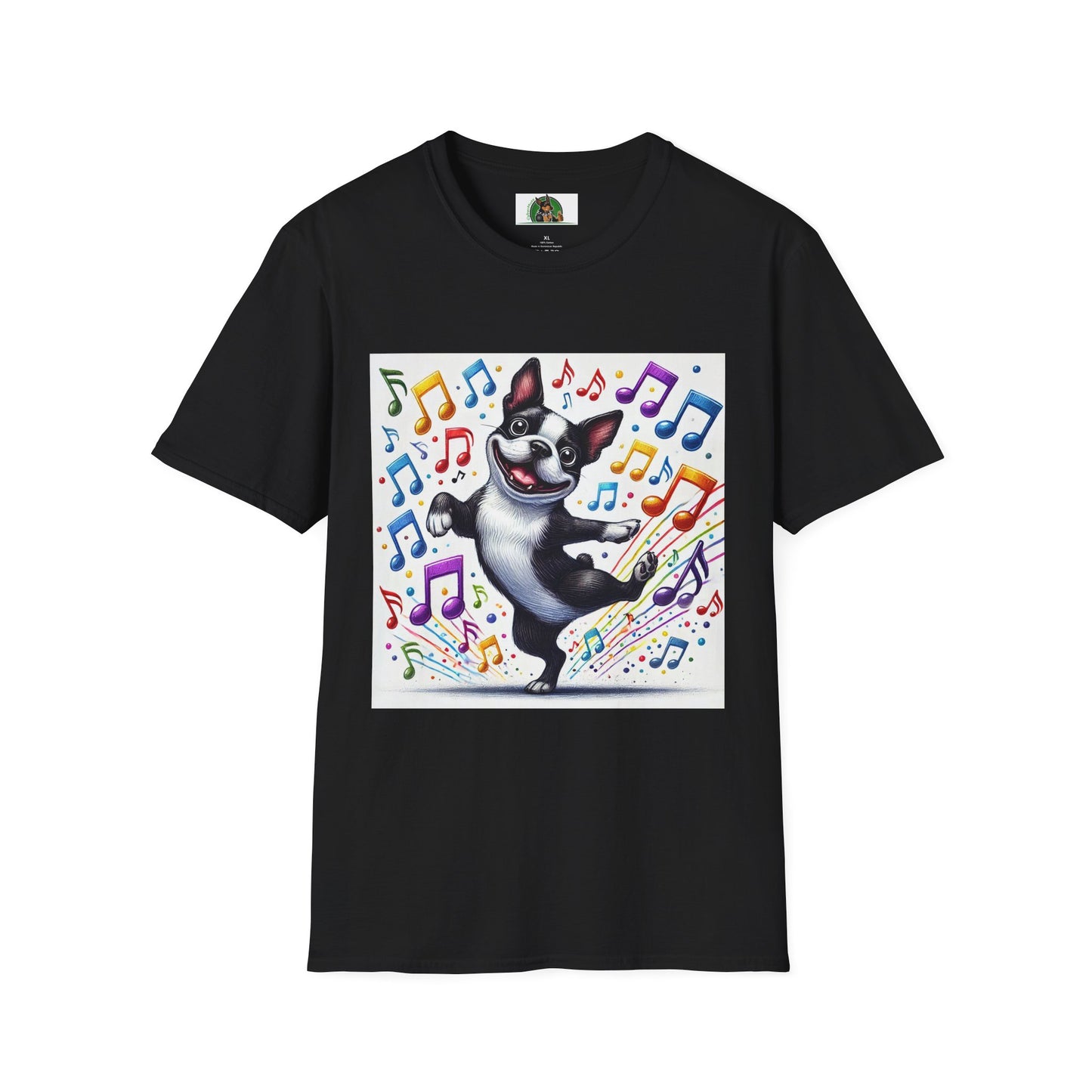 Boston Terrier Dancing Dog T-Shirt T-Shirt Printify XS Black
