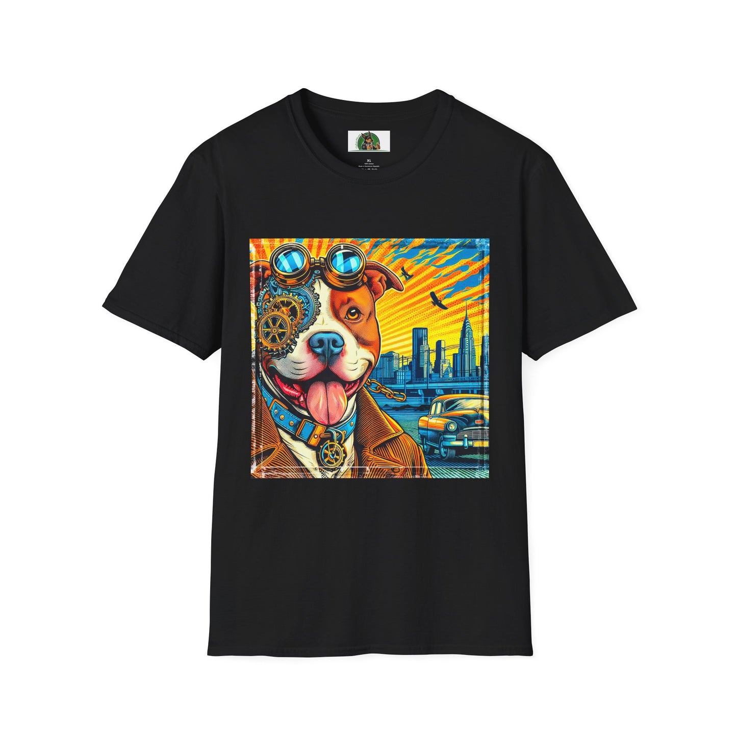 Pit Bull colorful steam punk shirt T-Shirt Printify XS Black