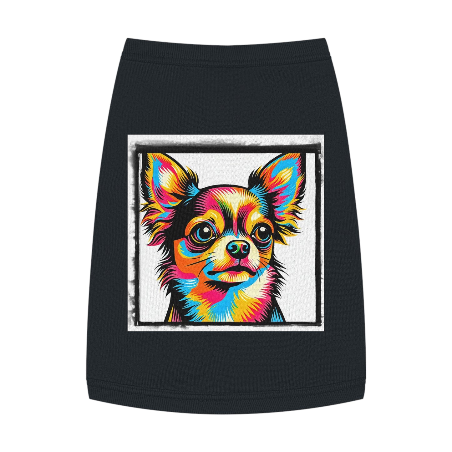 Pet Tank Top Chihuahua colorful portrait t shirt Pets Printify M Black