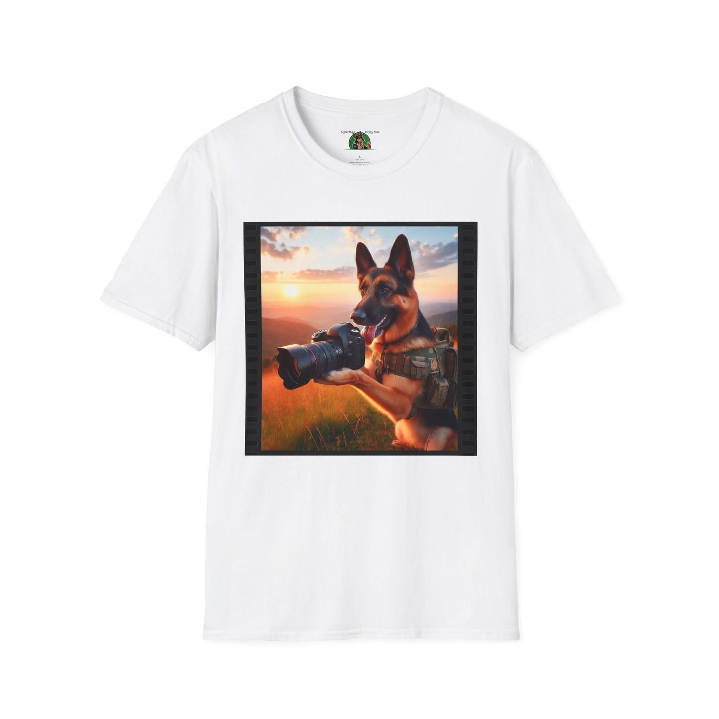 German Shepherd Dog Photographer Unisex Softstyle T-Shirt T-Shirt Printify S White