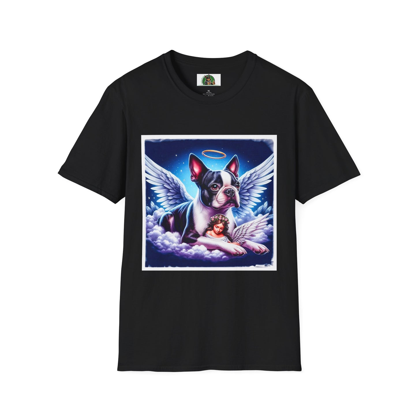 Boston Terrier Angel And Girl Shirt T-Shirt Printify XS Black