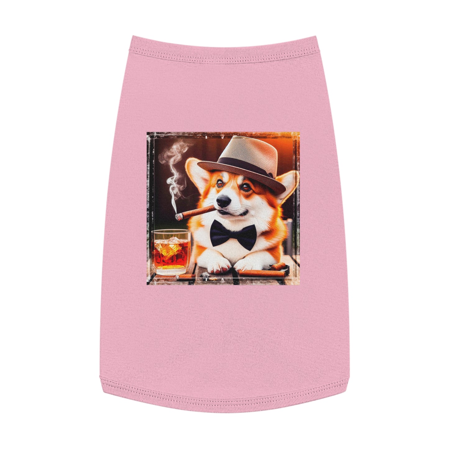 Pembroke Welsh Corgi cigars and whiskey Pets Printify L Pink