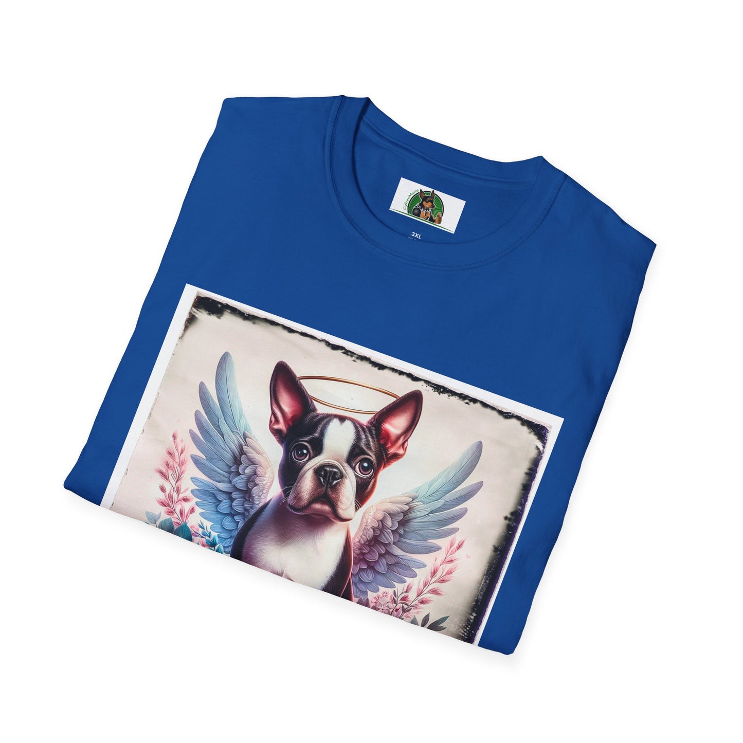 Boston Terrier Terrier Angel And Roses Tshirt T-Shirt Printify