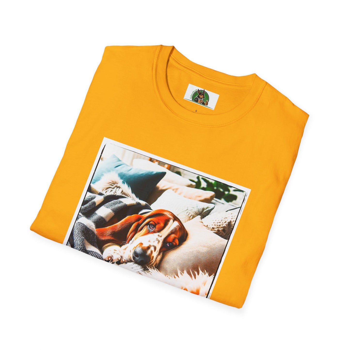 Basset Hound Sleeping In Comfy Blanket