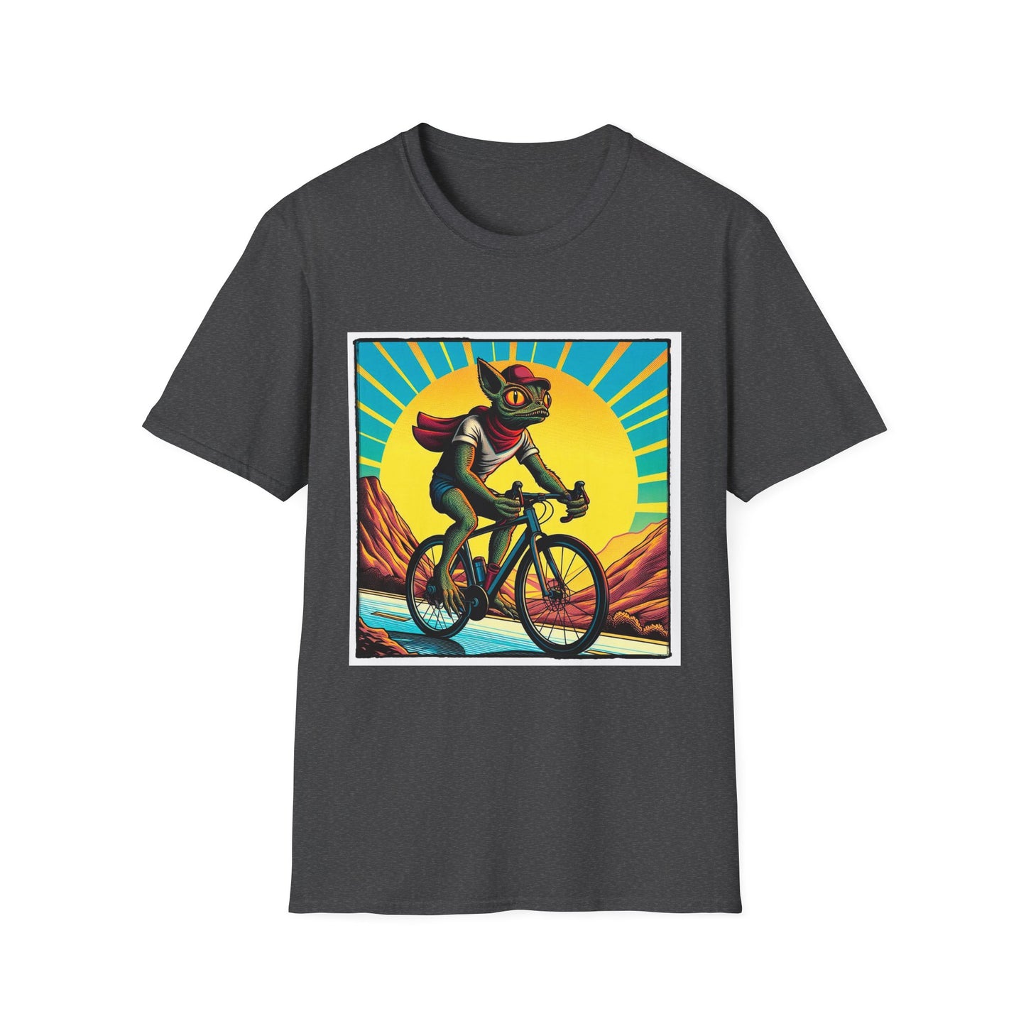 Chupacabra bike riding t shirt T-Shirt Printify XS Dark Heather