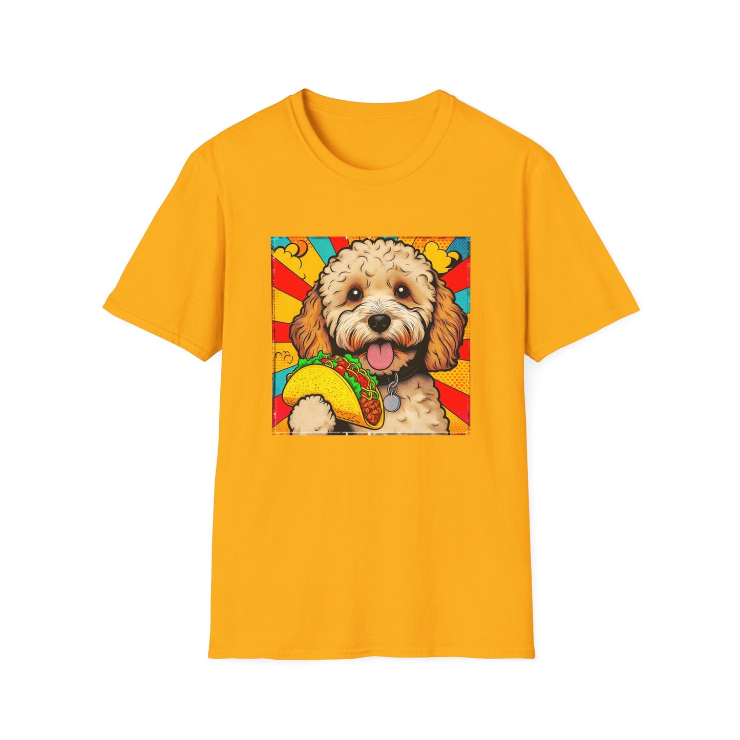 CockerPoo taco eating t shirt T-Shirt Printify S Gold