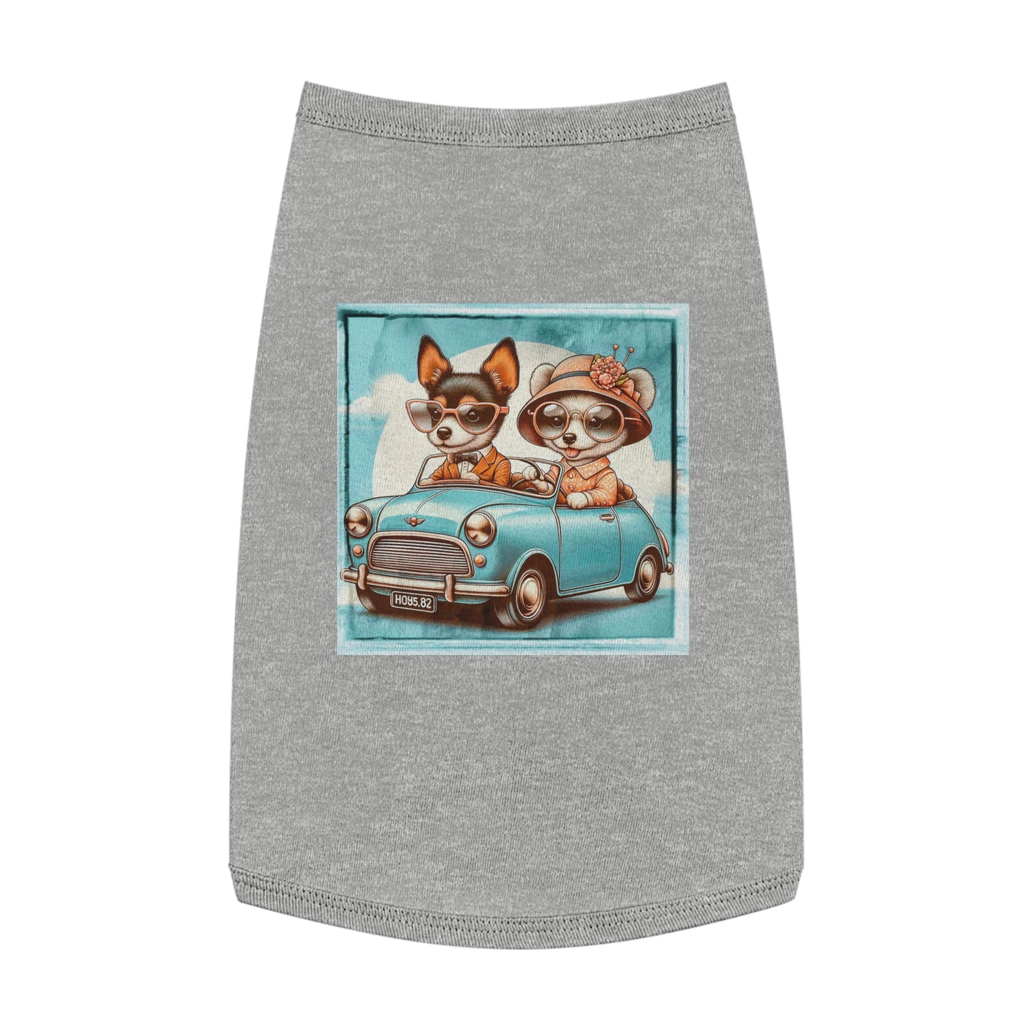 Wacky Pet Tank Top Rat Terrier couple driving Pets Printify L Heather