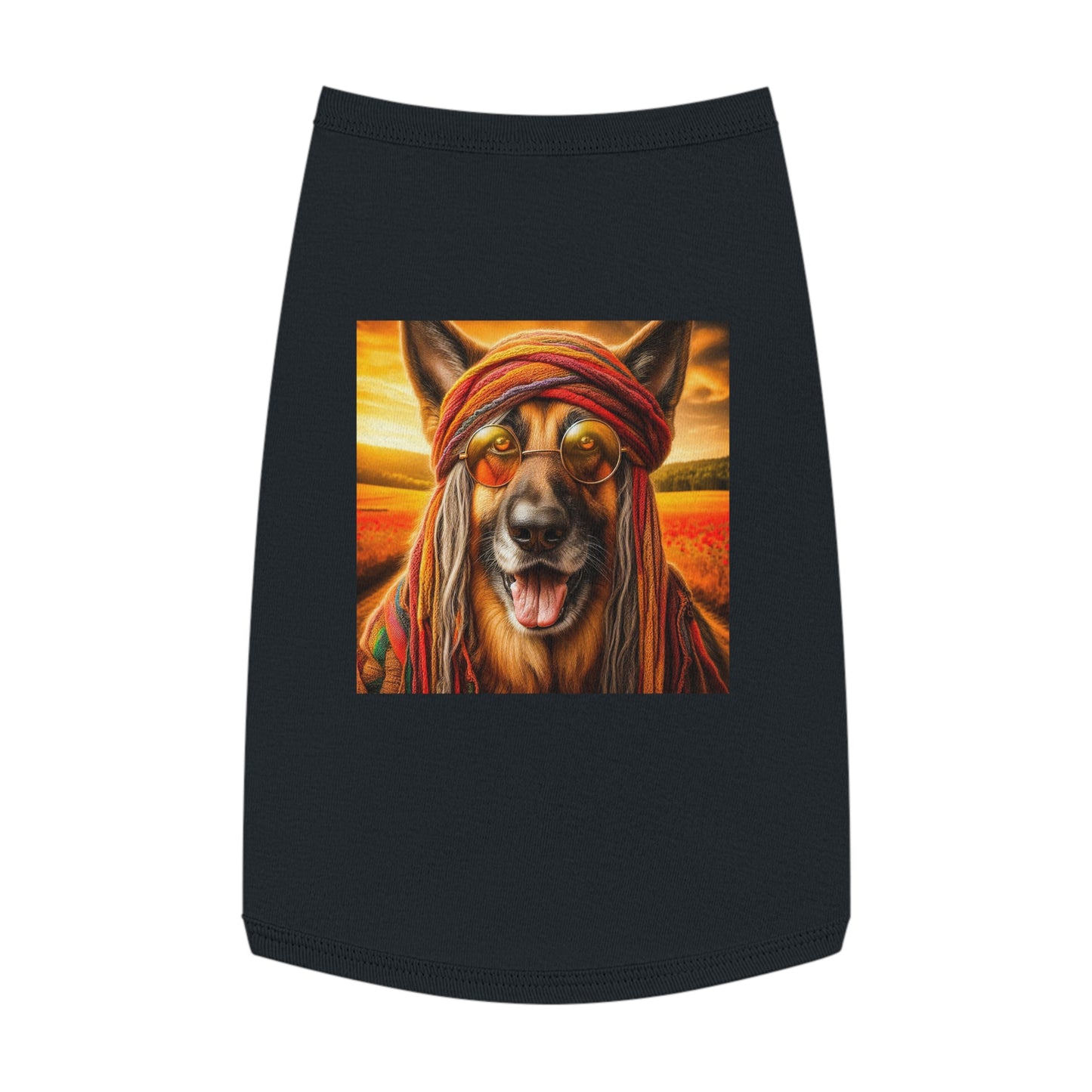 German Shepherd old hippie shirt Pets Printify L Black