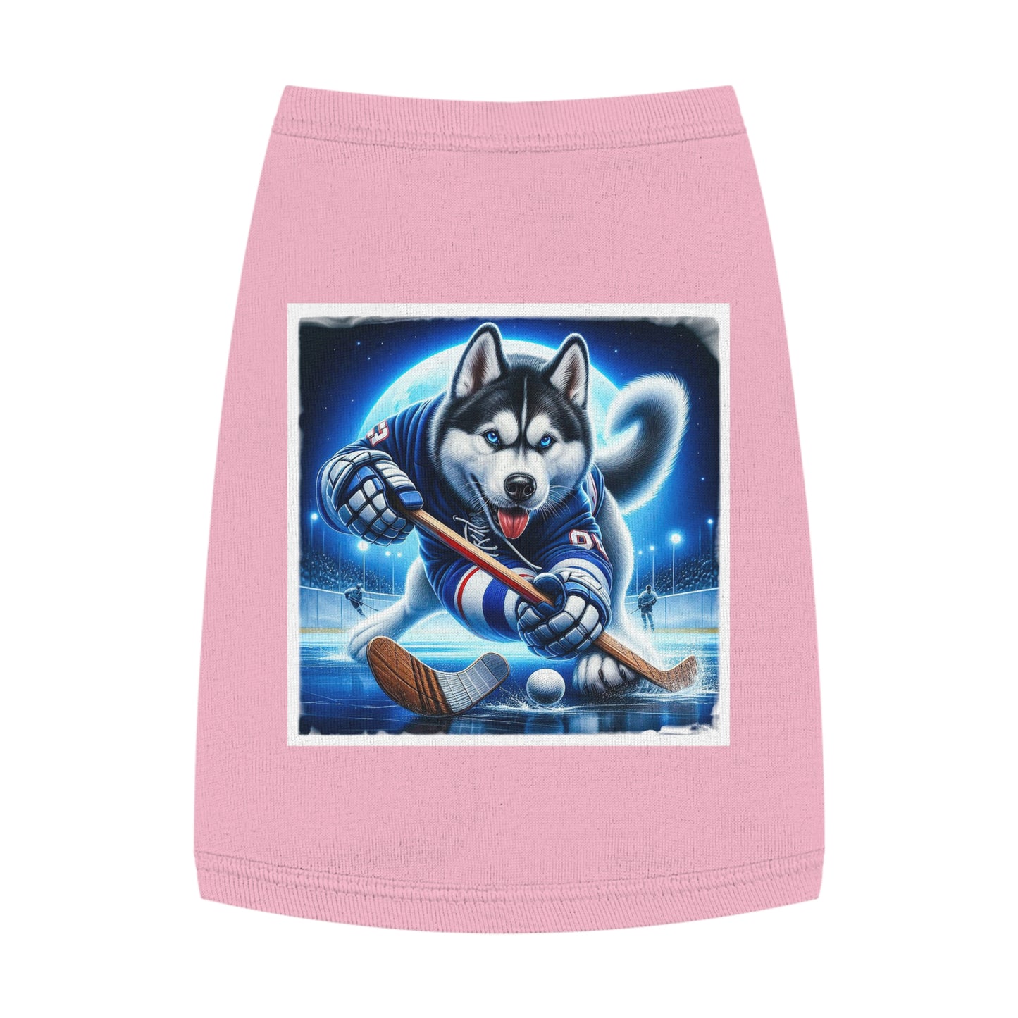 Pet Tank Top Husky hockey player Pets Printify M Pink