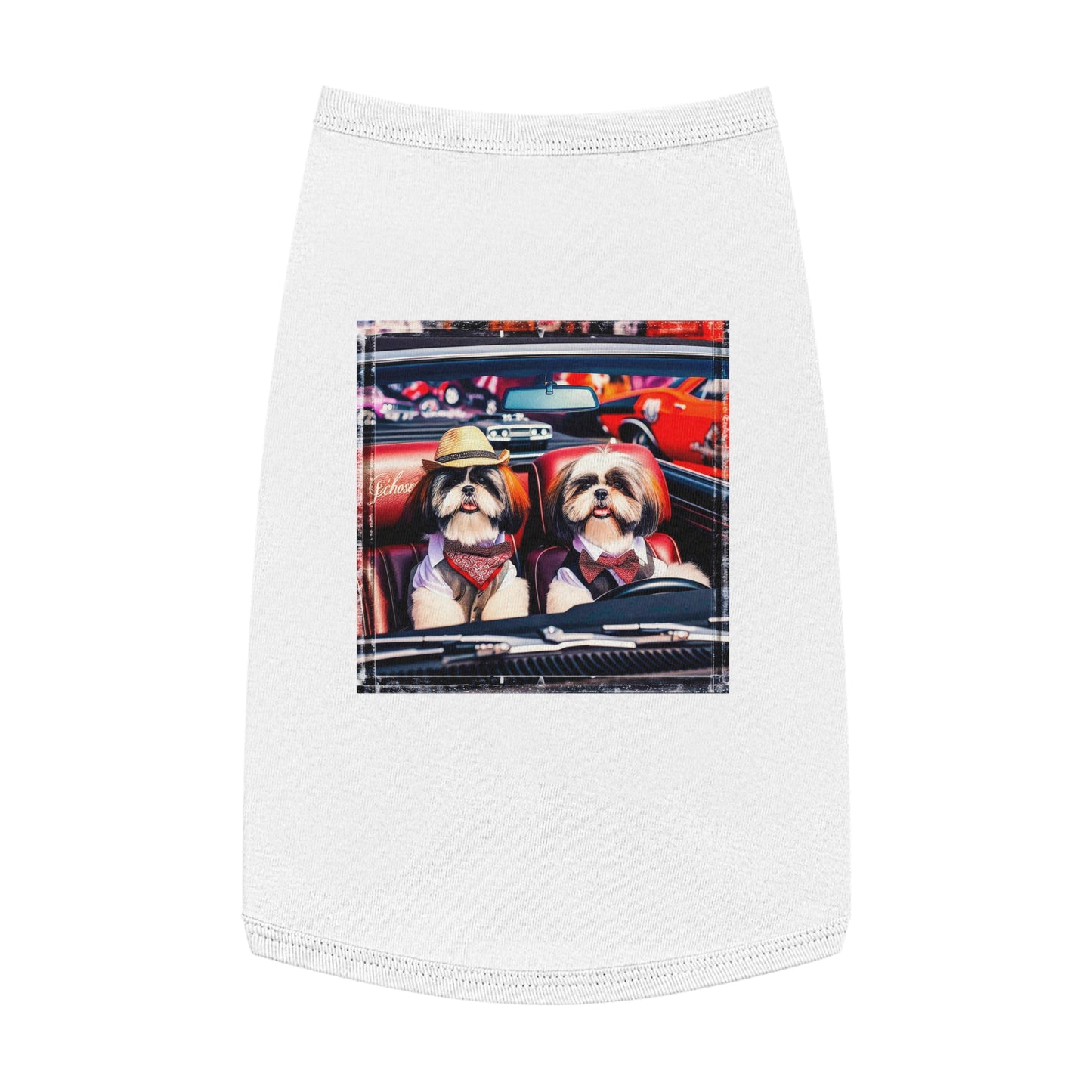 Pet Tank Top Shih Tzu driving shirt Pets Printify L White