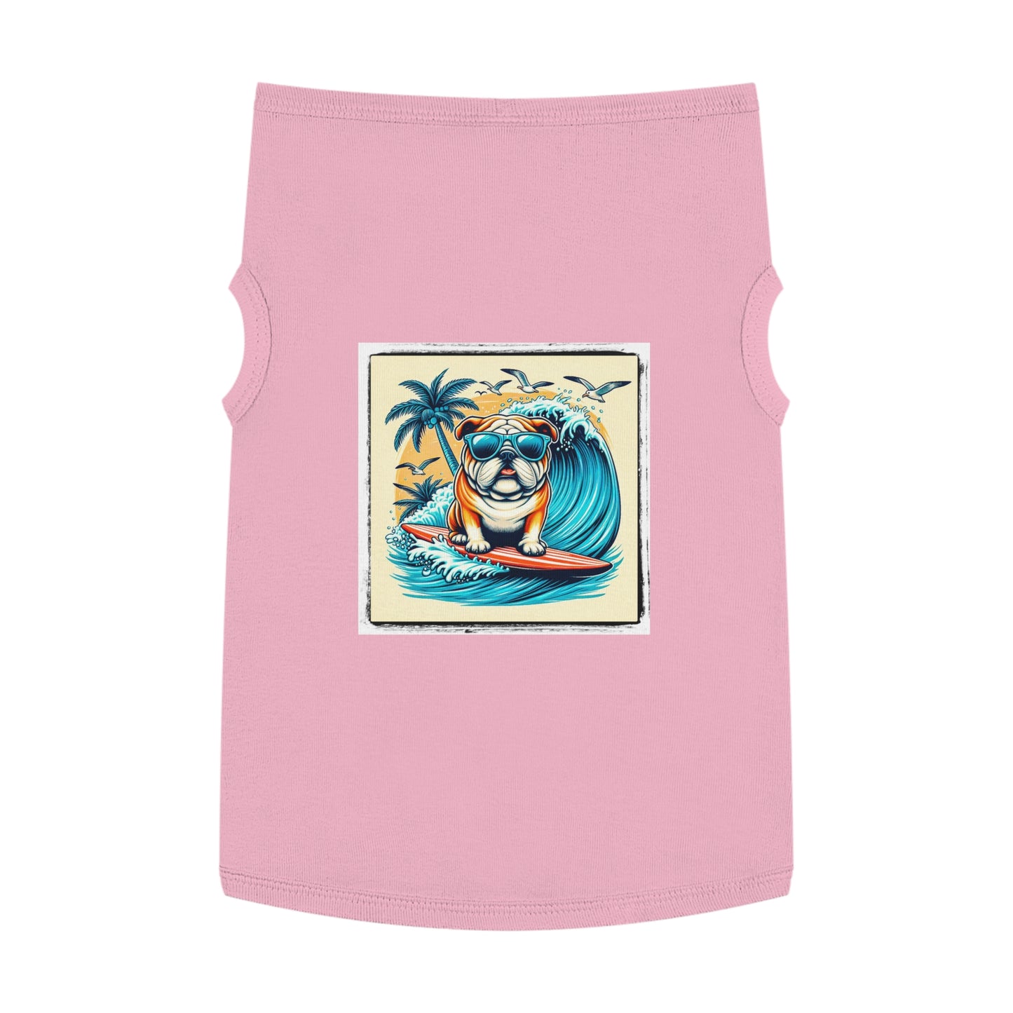 Pet Tank Top Bulldog Hawaiian surf t shirt Pets Printify XL Pink