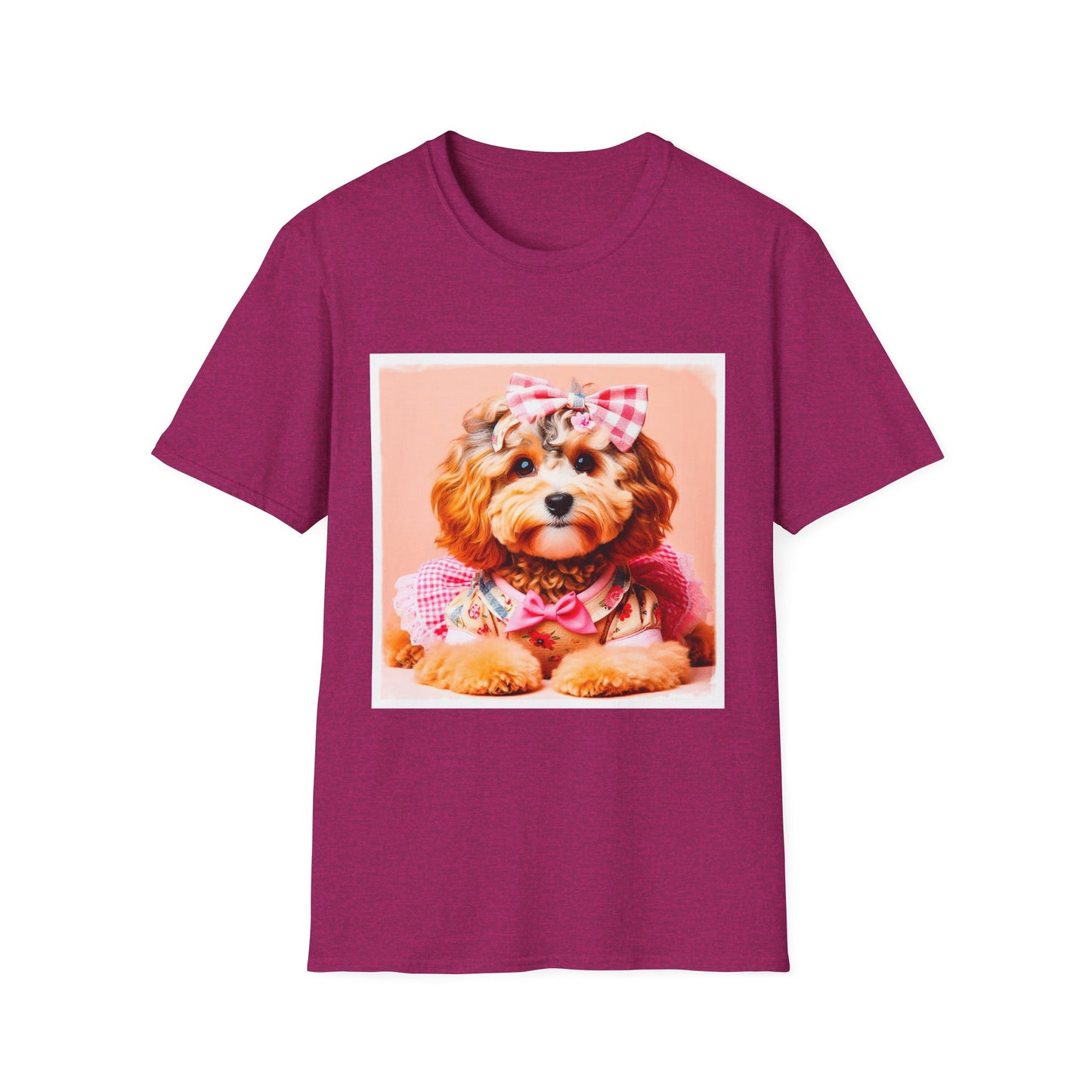 CockerPoo pretty pink bow t shirt T-Shirt Printify S Antique Heliconia