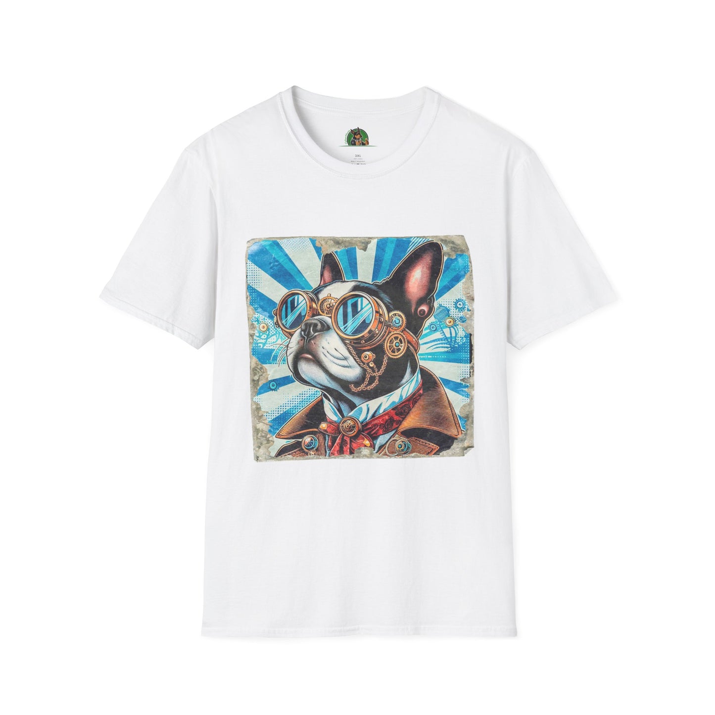Steampunk Boston Terrier T-Shirt T-Shirt Printify XS White