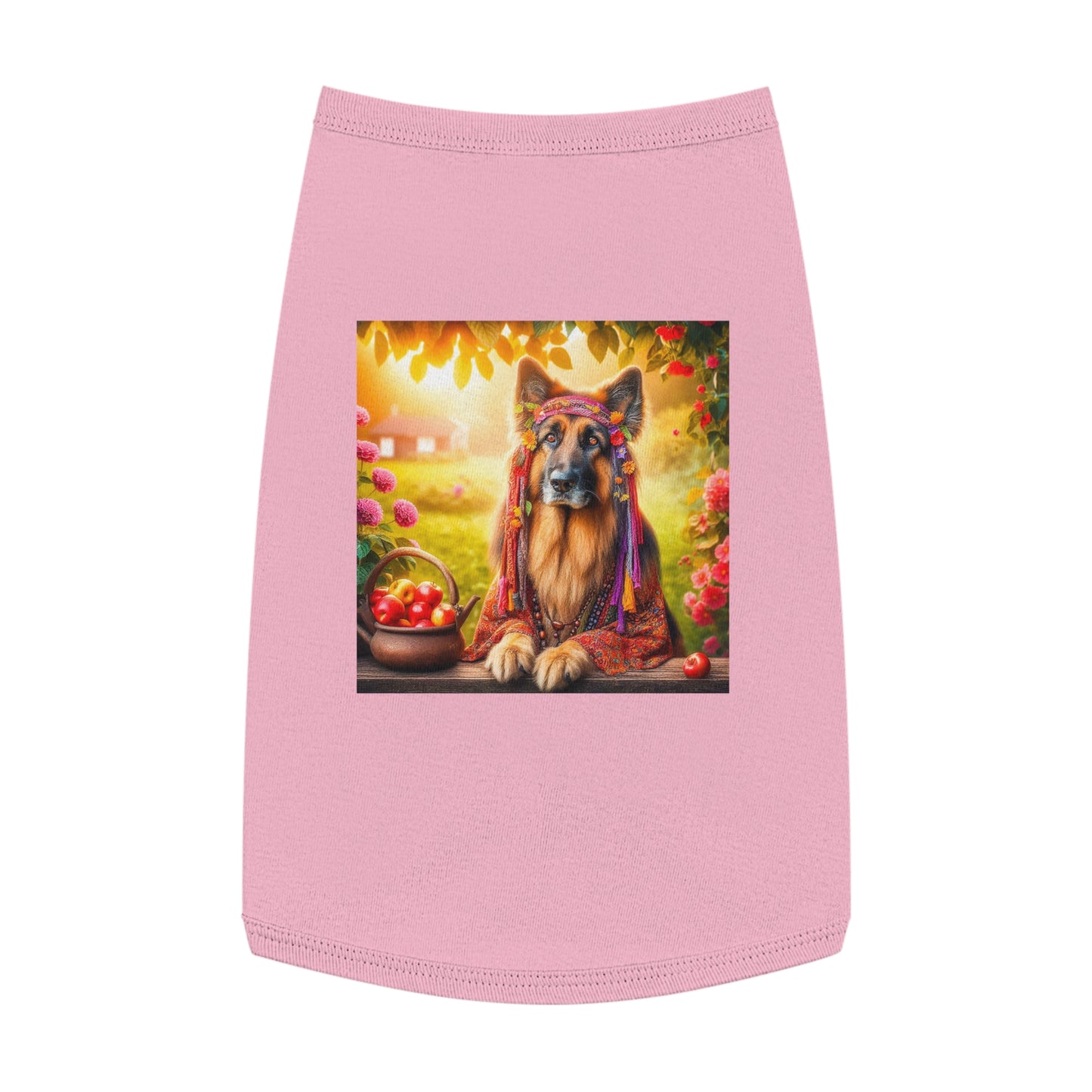 German Shepherd fun hippie Pets Printify L Pink