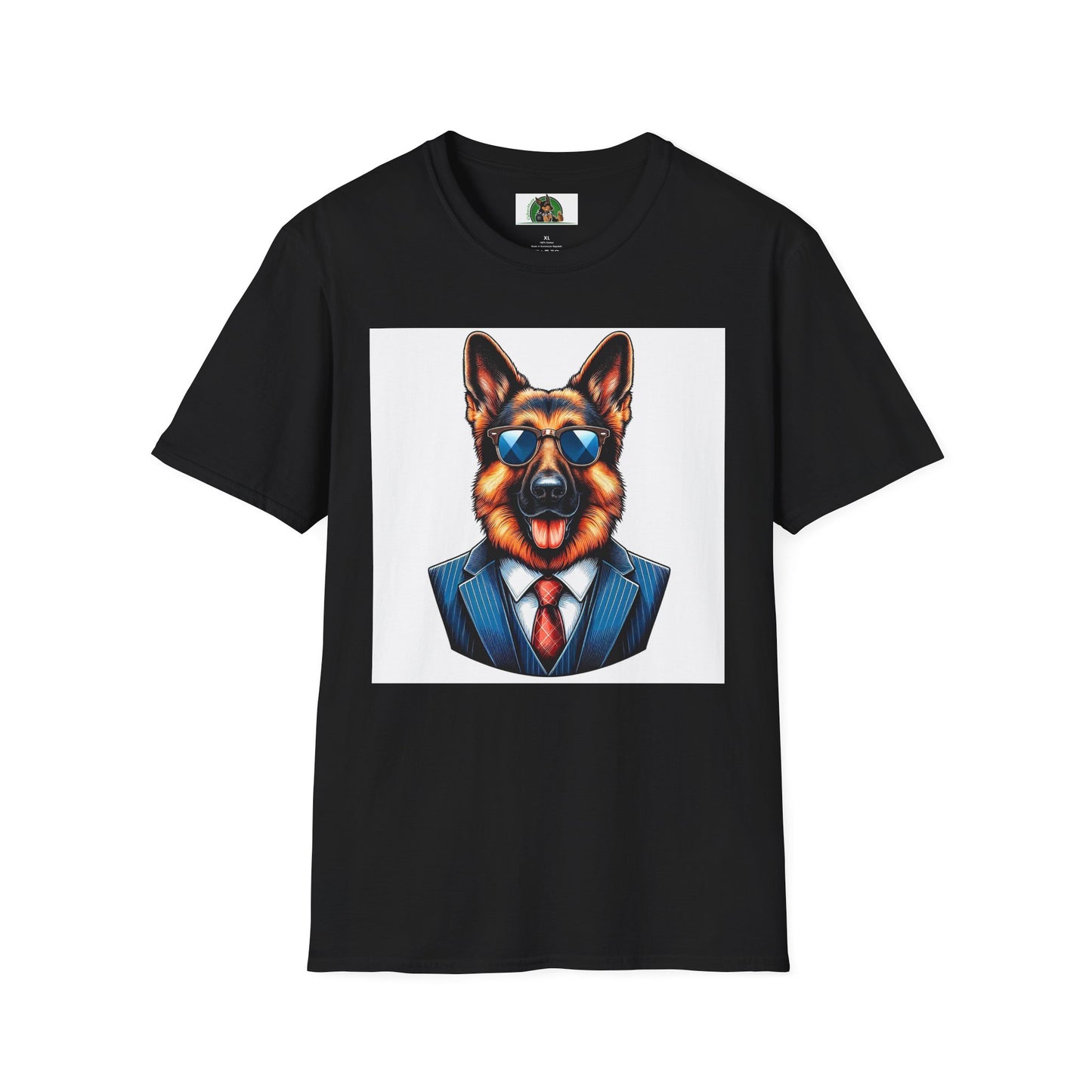 German Shepherd suit and tie T-Shirt Printify Black S