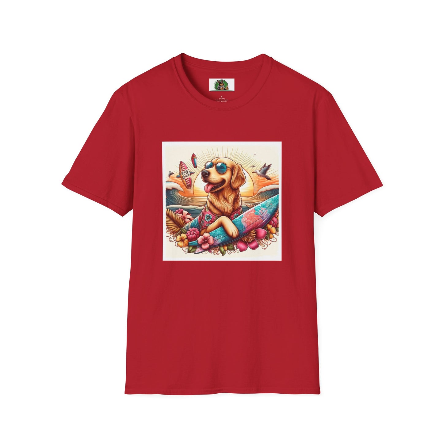 Golden Retriever beach day shirt T-Shirt Printify S Cherry Red