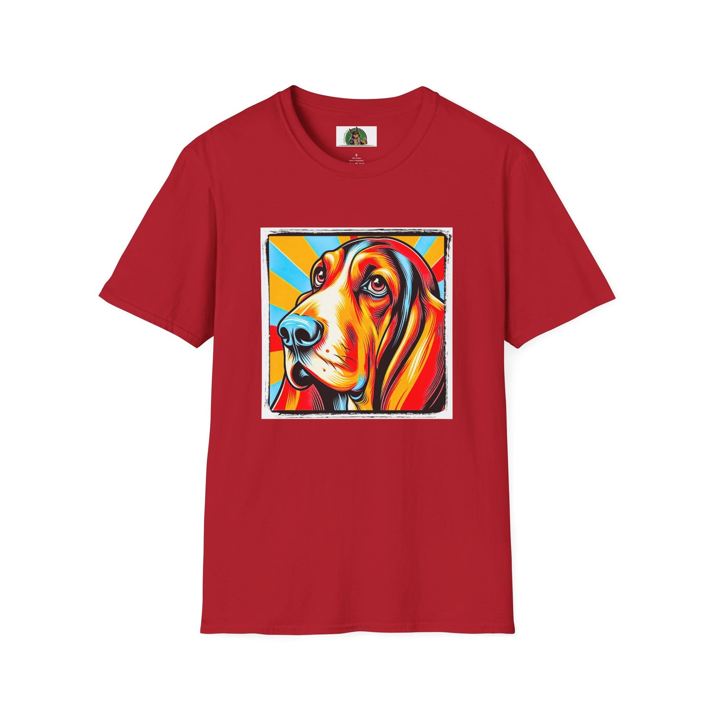 Basset Hound Pop Art 2 T-Shirt Printify S Cherry Red