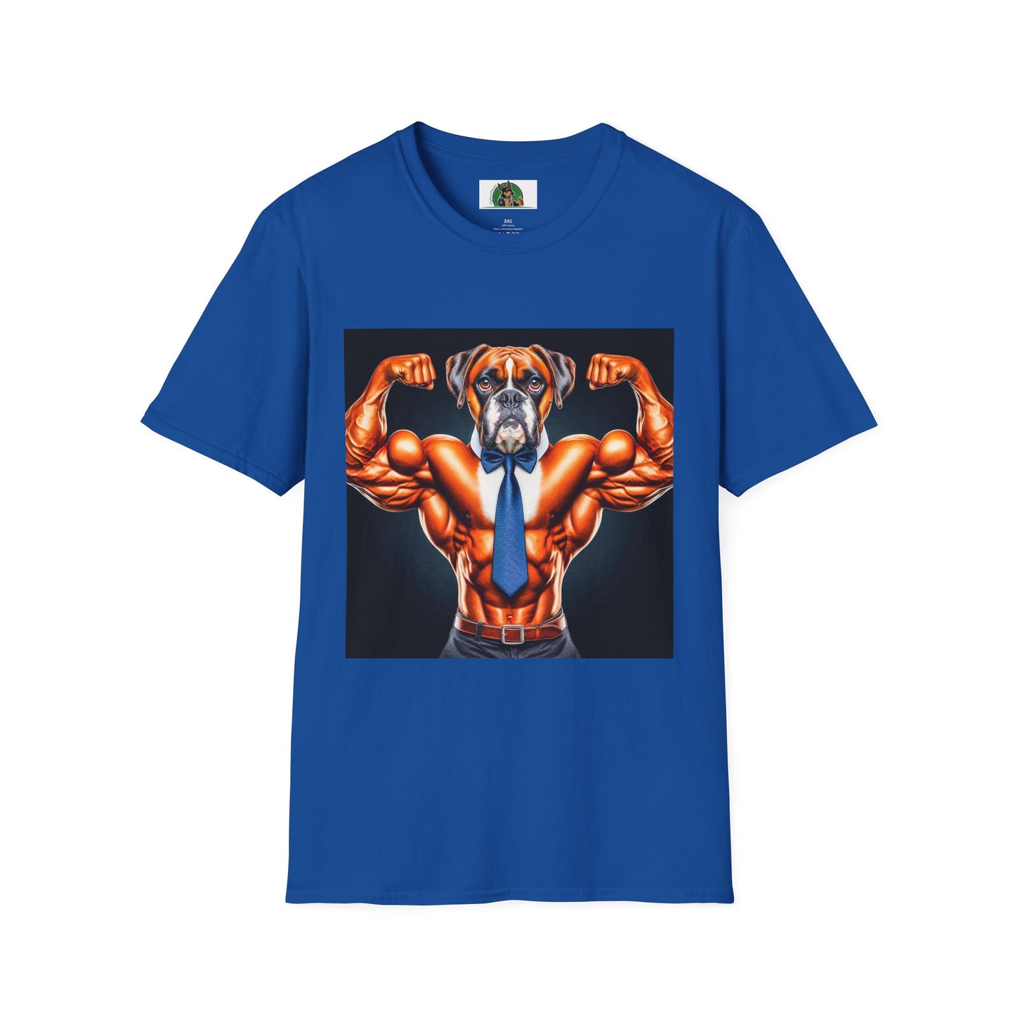 Boxer Muscle Dog Wearing Tie TShirt T-Shirt Printify XS Royal