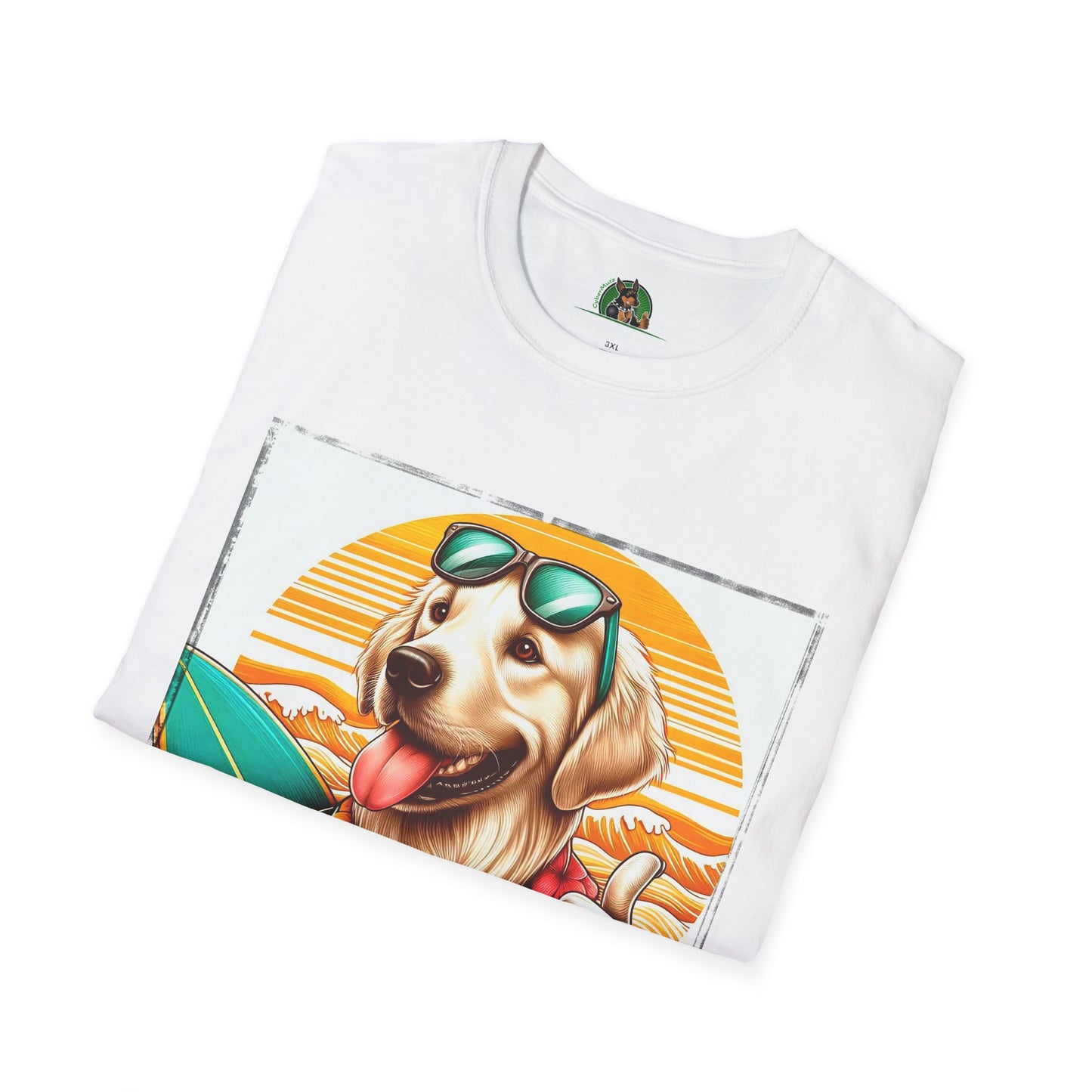 Golden Retriever surfer dog t shirt T-Shirt Printify