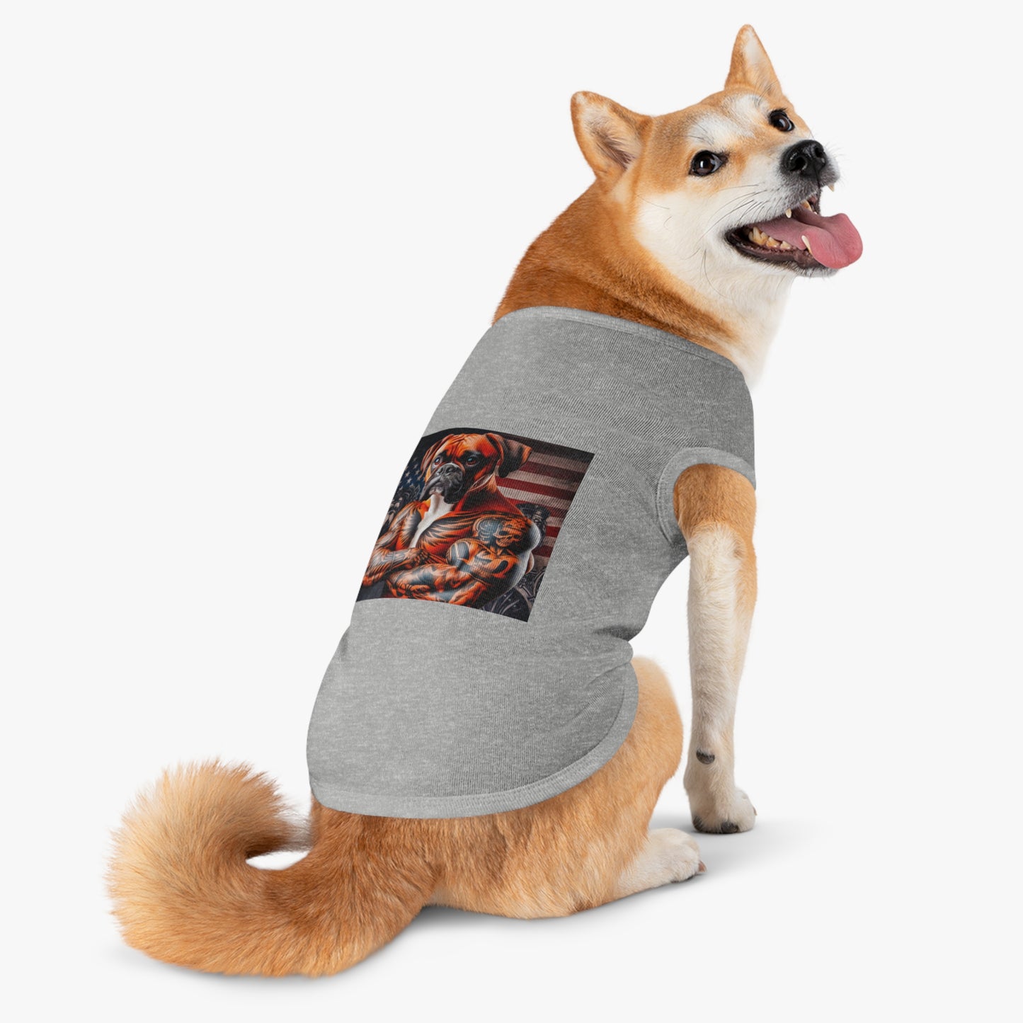 Pet Tank Top Boxer Dog American Flag Pets Printify