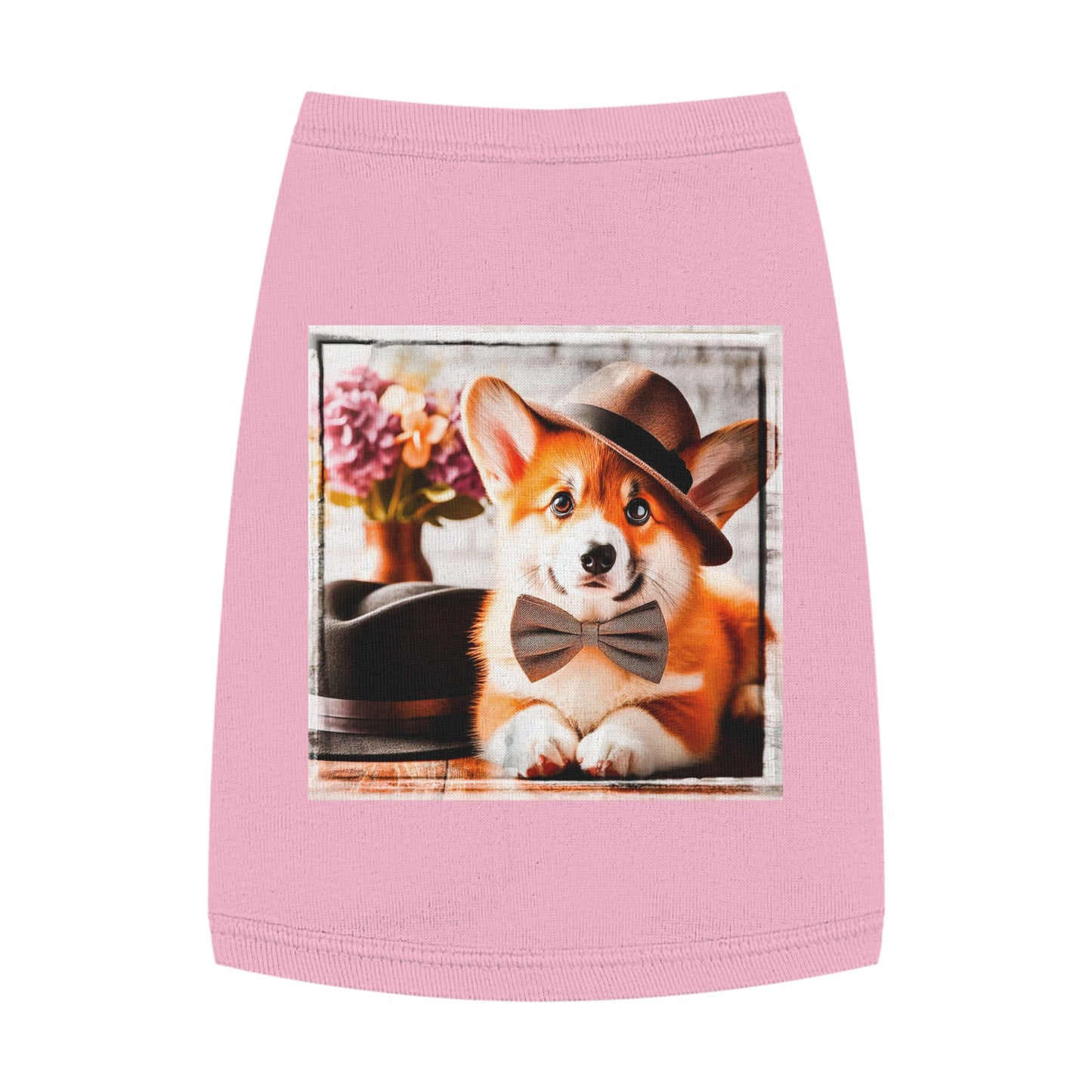Pet Tank Top Pembroke Welsh Corgi pretty bow tie Pets Printify M Pink