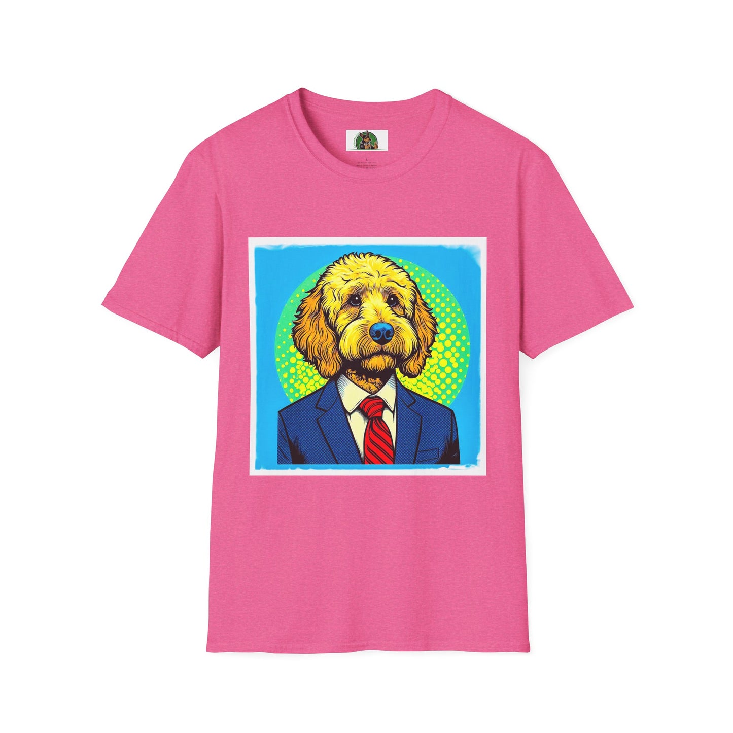 Golden Doodle businessman t shirt T-Shirt Printify S Heather Heliconia