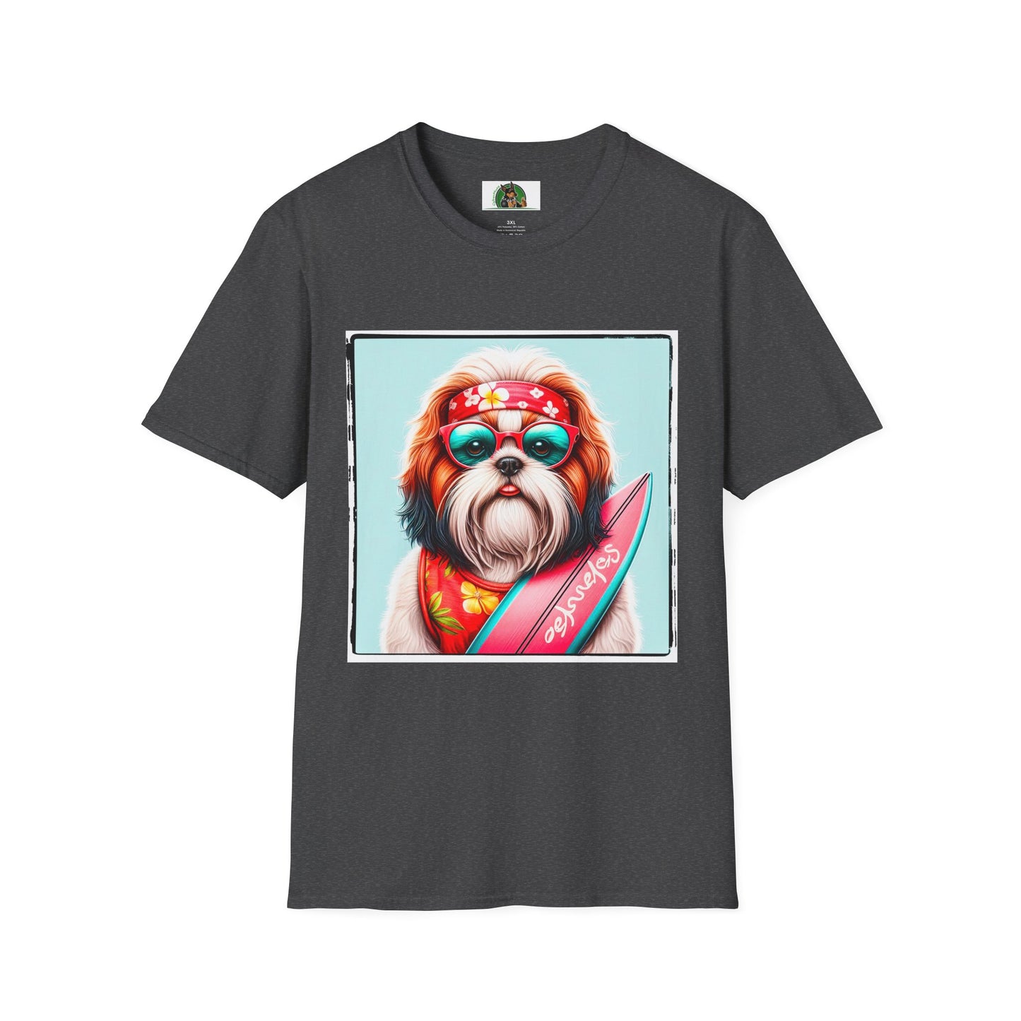 Shih Tzu surfer shirt T-Shirt Printify XS Dark Heather