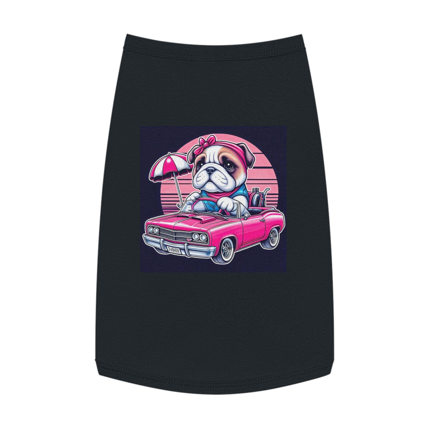 Wacky Pet Tank Top Bulldog tiny pink. car t shirt Pets Printify