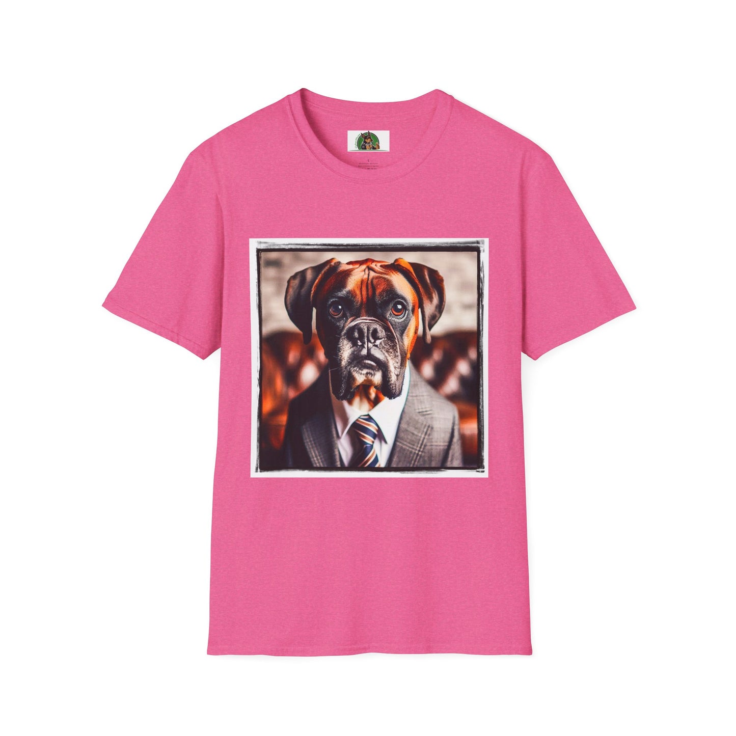 Boxer Dog In Suit Shirt T-Shirt Printify S Heather Heliconia
