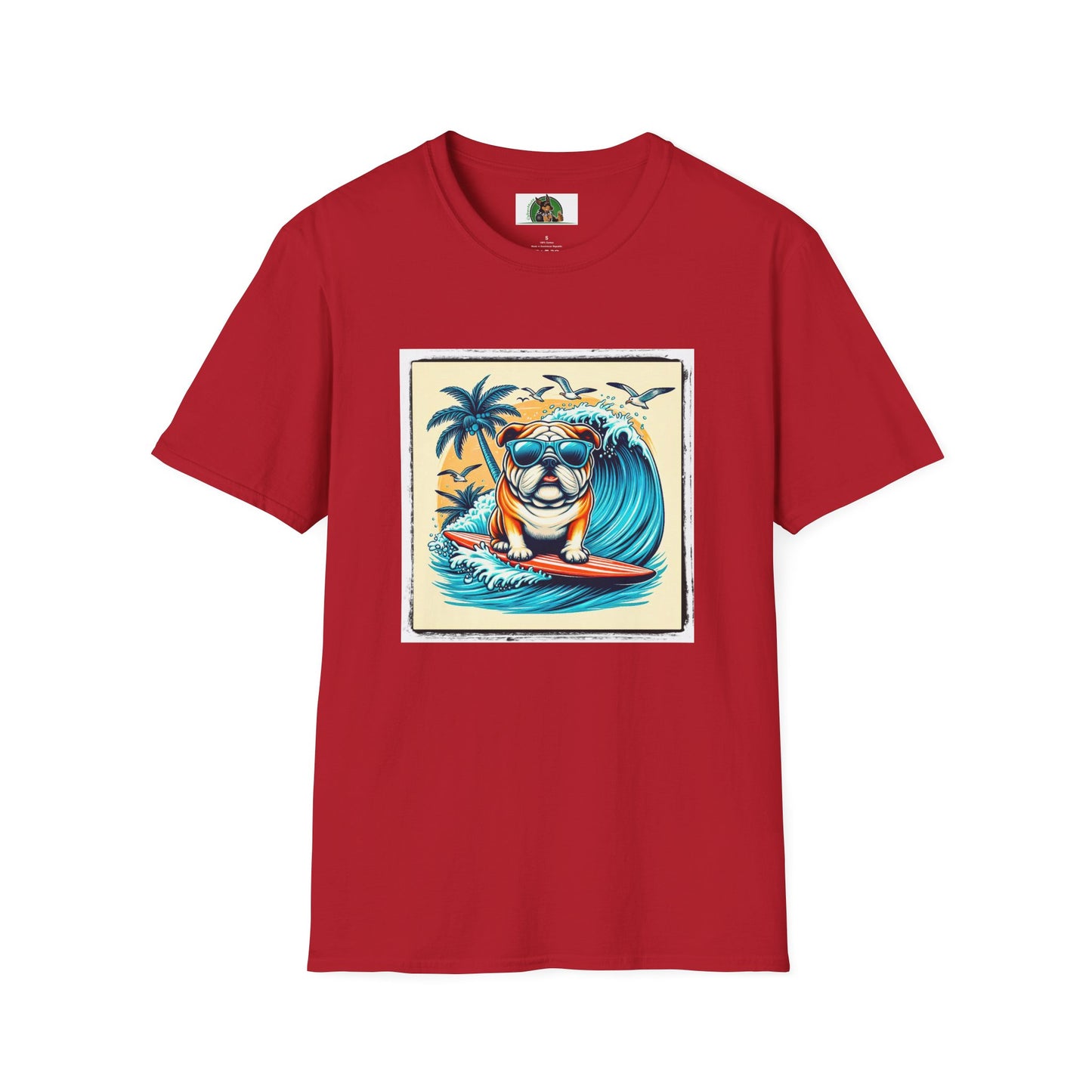 Bulldog Palm Springs t shirt T-Shirt Printify S Cherry Red