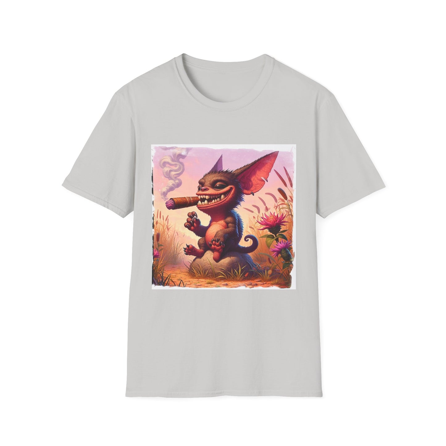 Chupacabra happily smoking t shirt T-Shirt Printify S Ice Grey