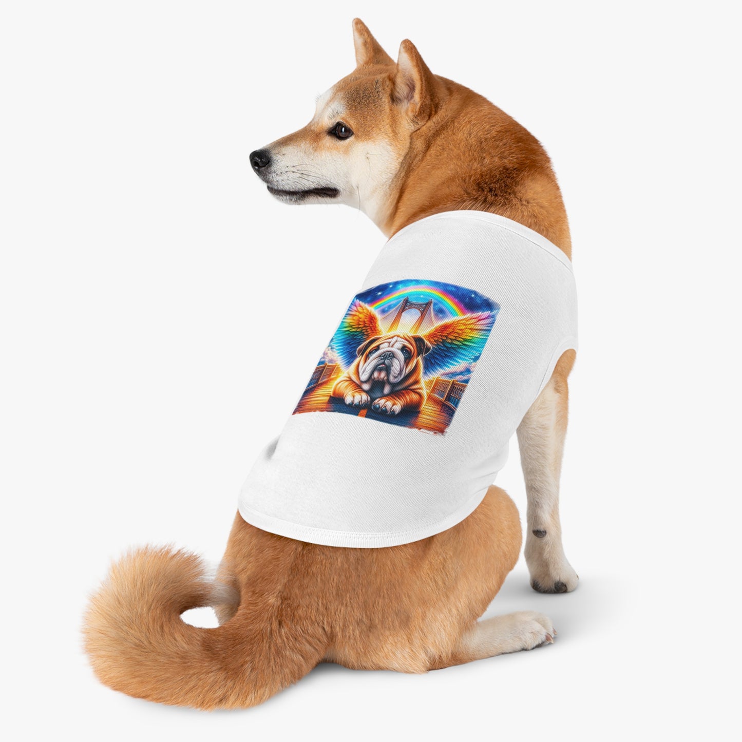Pet Tank Top Bulldog rainbow bridge t shirt