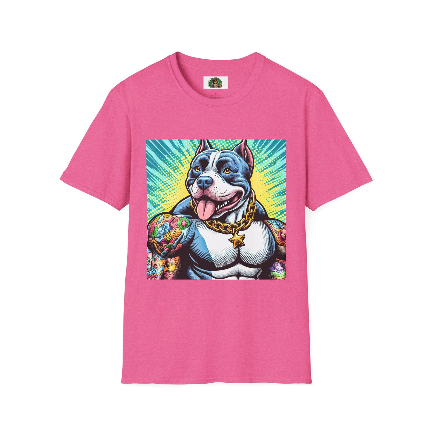 Pit Bull big muscles shirt T-Shirt Printify S Heather Heliconia