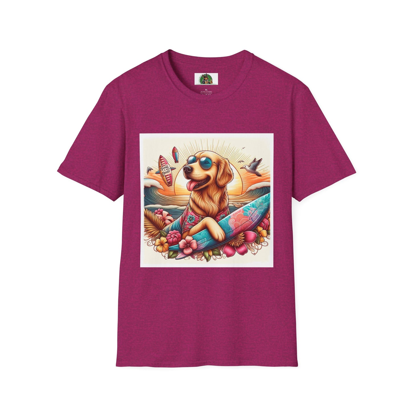Golden Retriever beach day shirt T-Shirt Printify S Antique Heliconia