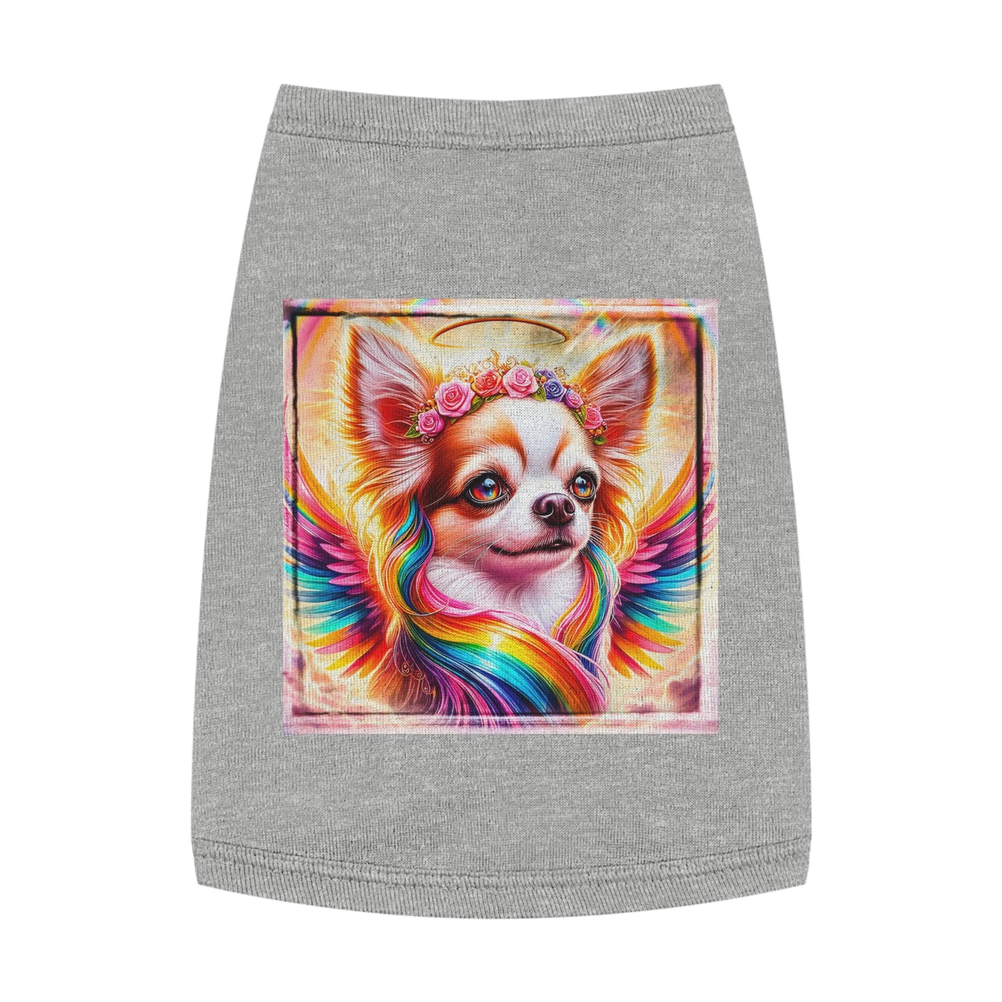 Pet Tank Top Chihuahua flower angel t shirt Pets Printify M Heather