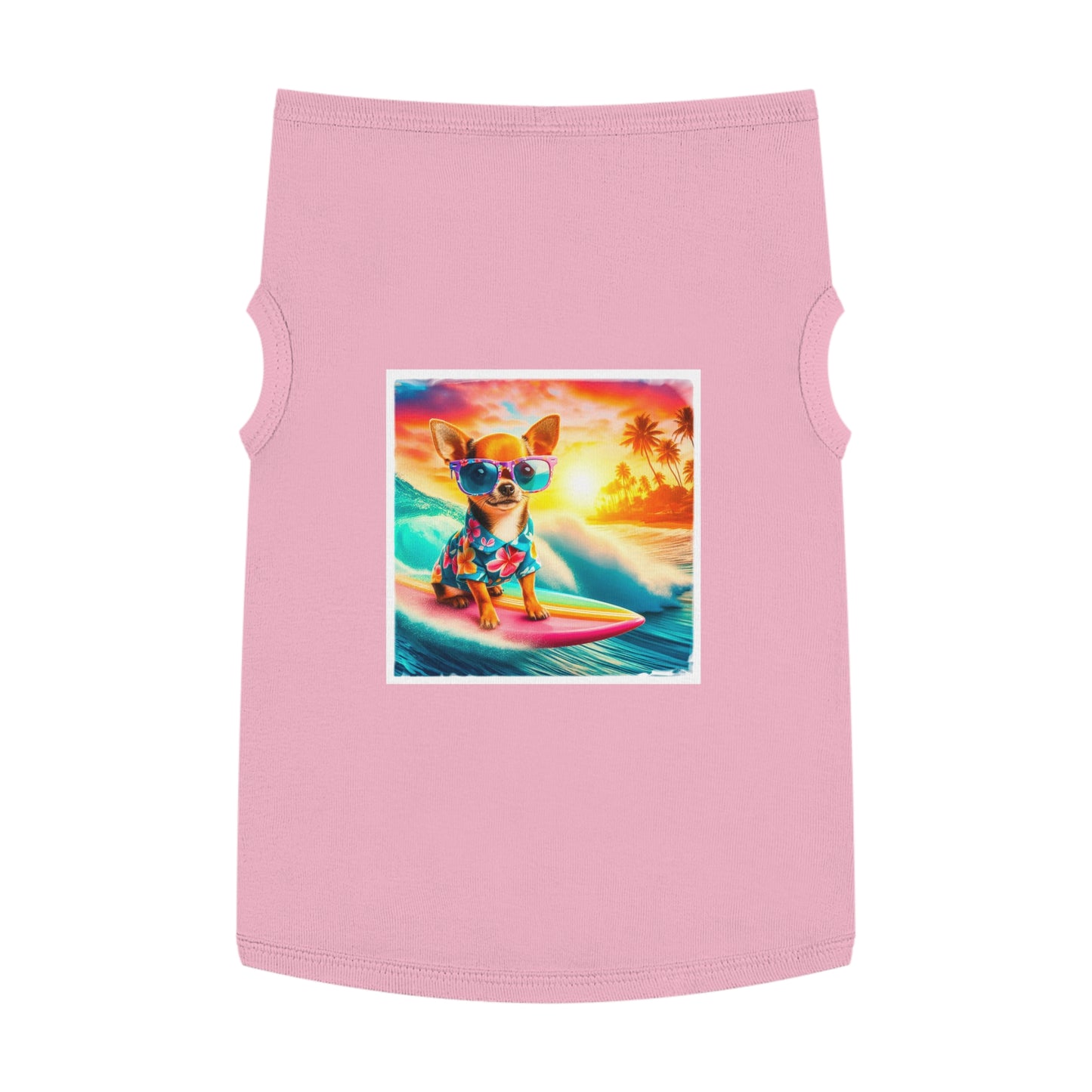 Pet Tank Top Chihuahua colorful waves t shirt Pets Printify XL Pink