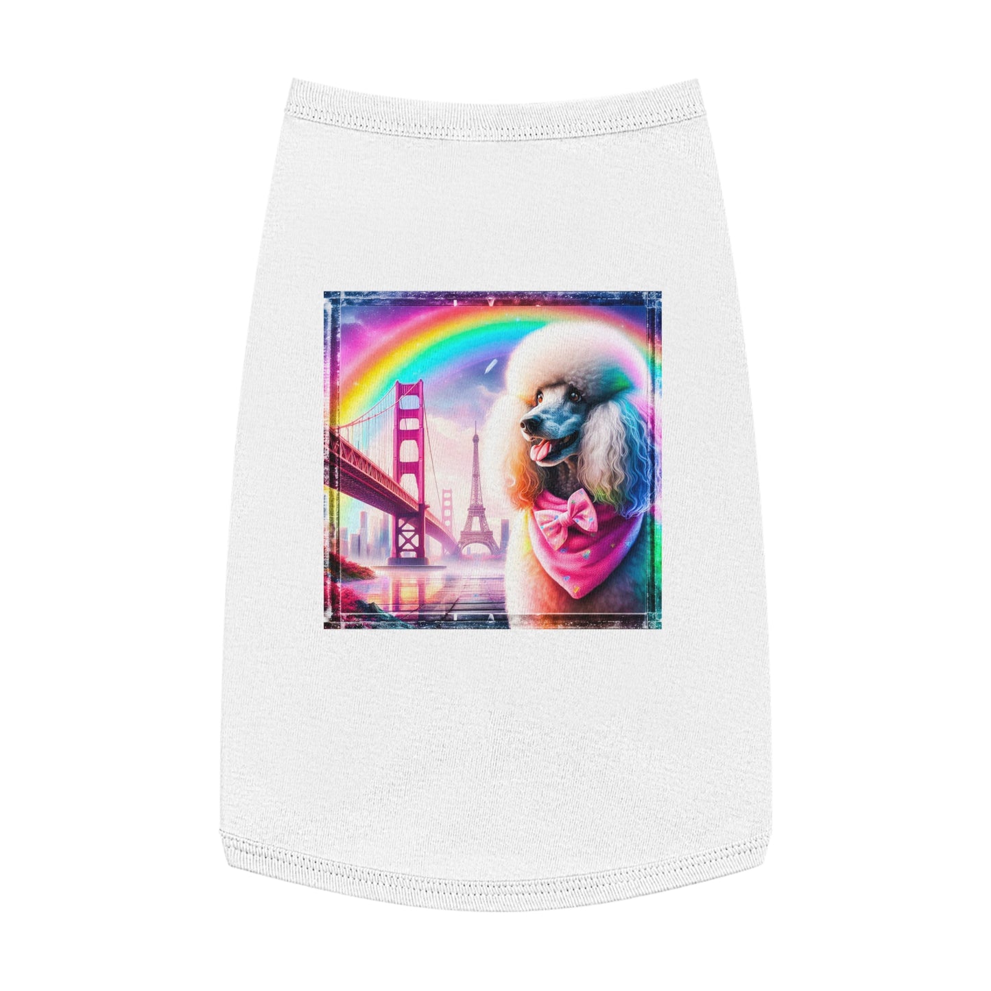 Pet Tank Top Poodle pink bridge shirt Pets Printify L White