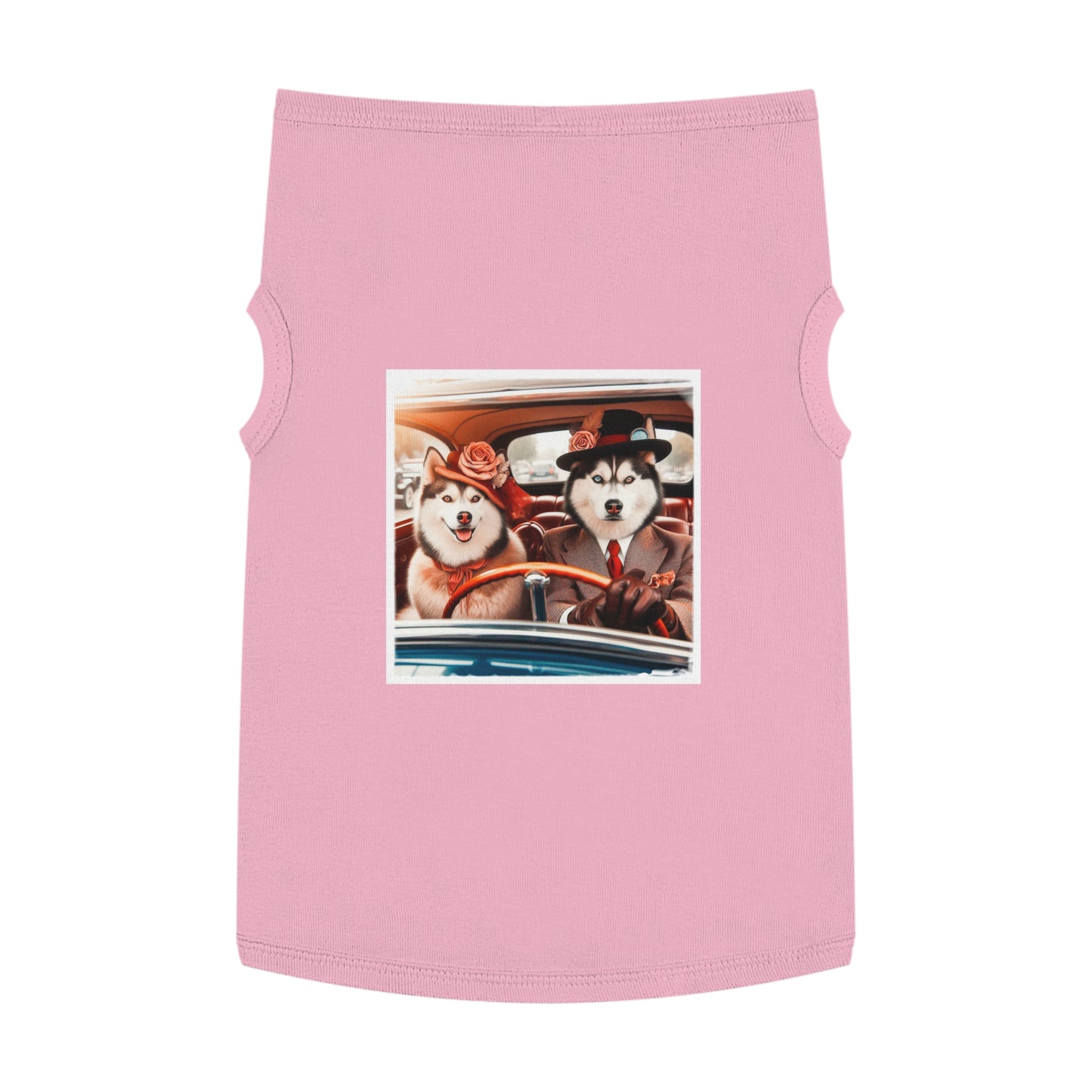 Pet Tank Top Husky couple driving Pets Printify XL Pink