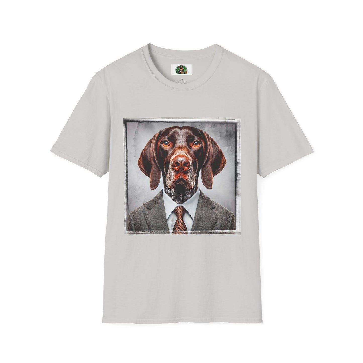 German Shorthaired Pointer business man t shirt T-Shirt Printify S Ice Grey
