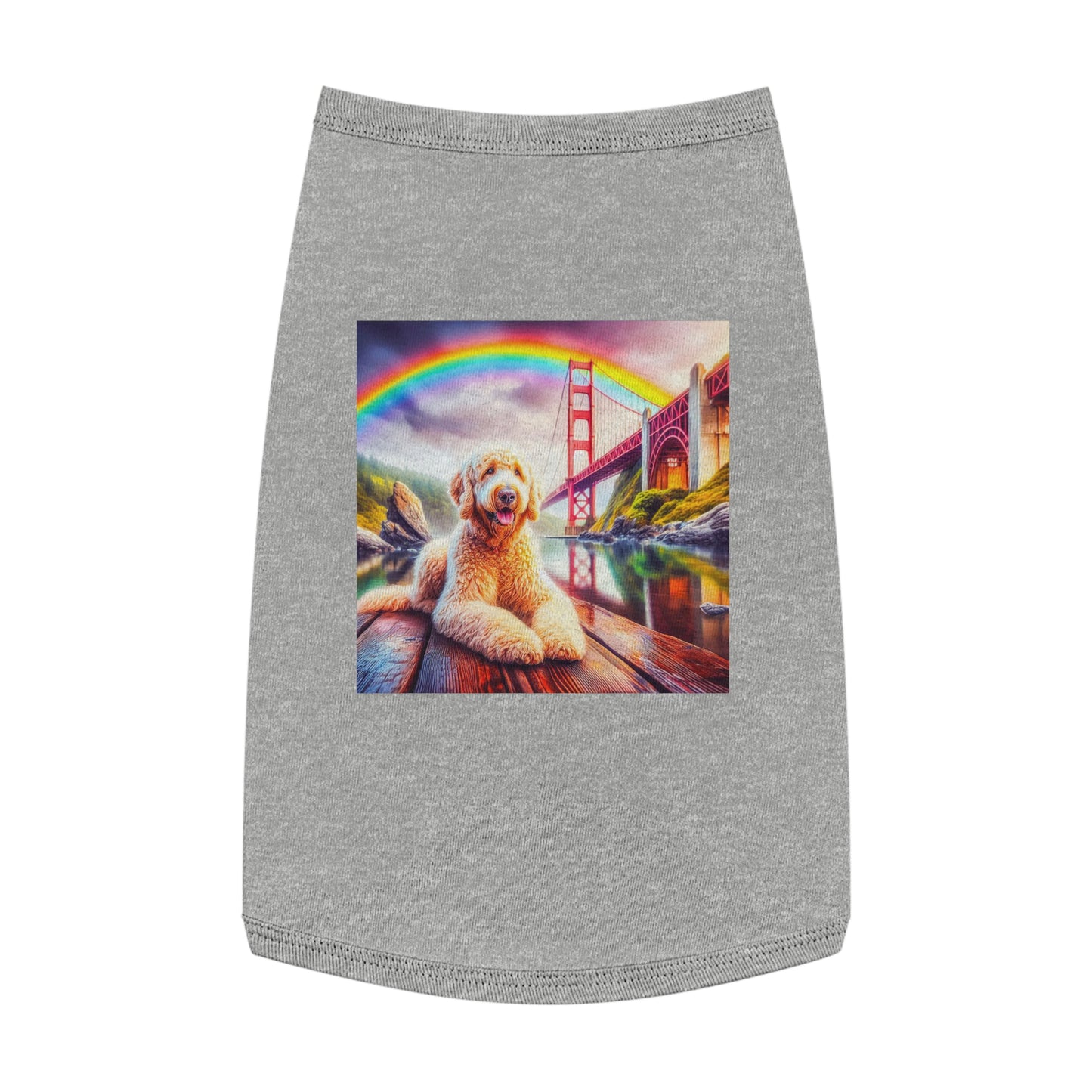 Pet Tank Golden Doodle pretty rainbow shirt Pets Printify L Heather