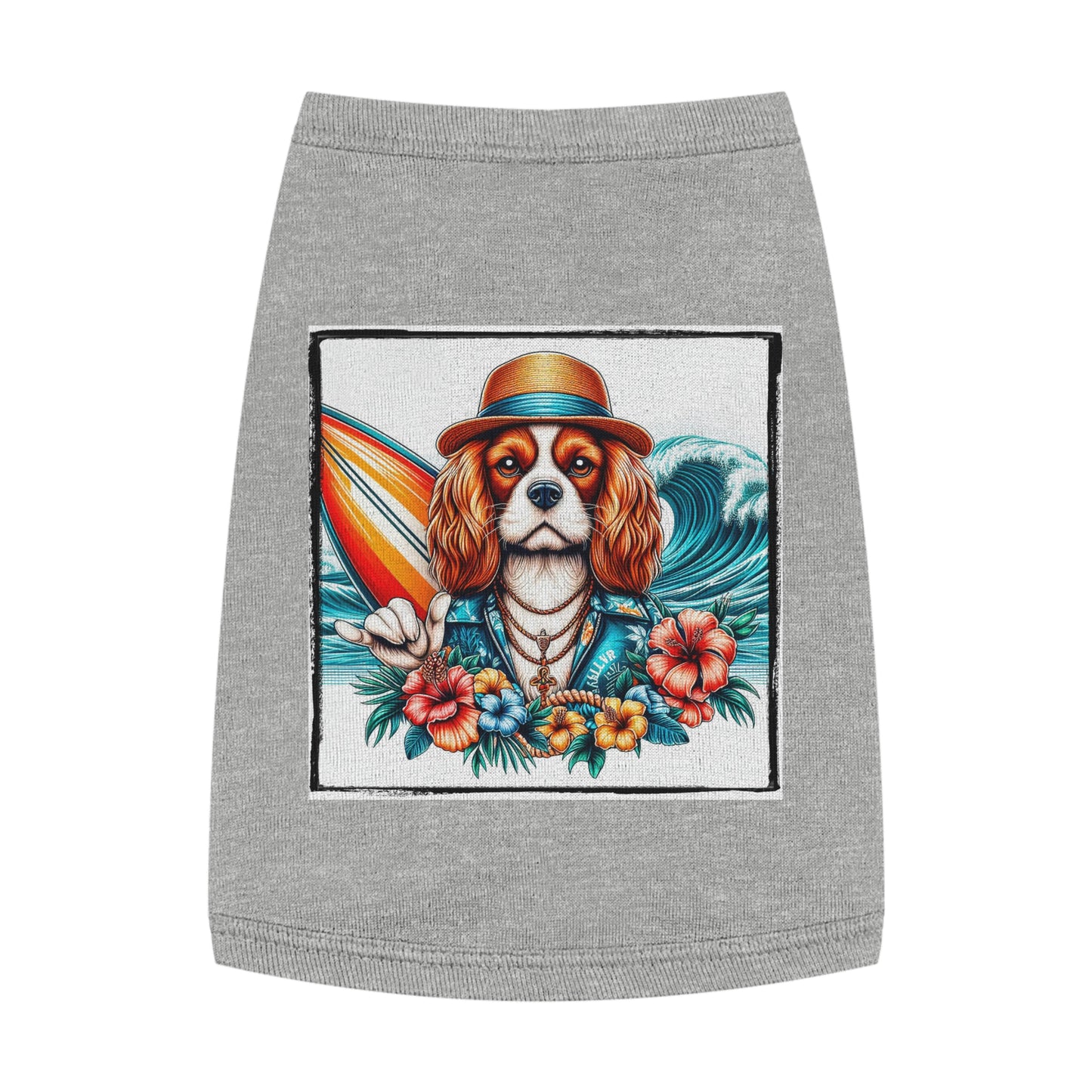 Pet Tank Top Cavalier King Charles Spaniel Hawaiian Surfer T Shirt Pets Printify M Heather