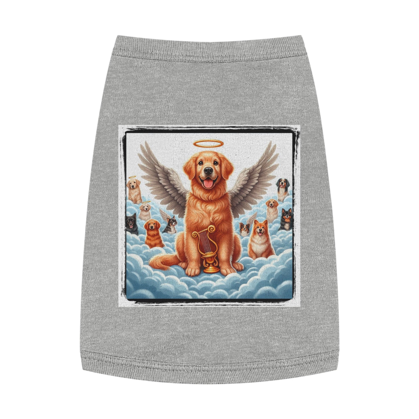 Golden Retriever tank top puppy heaven Pets Printify M Heather