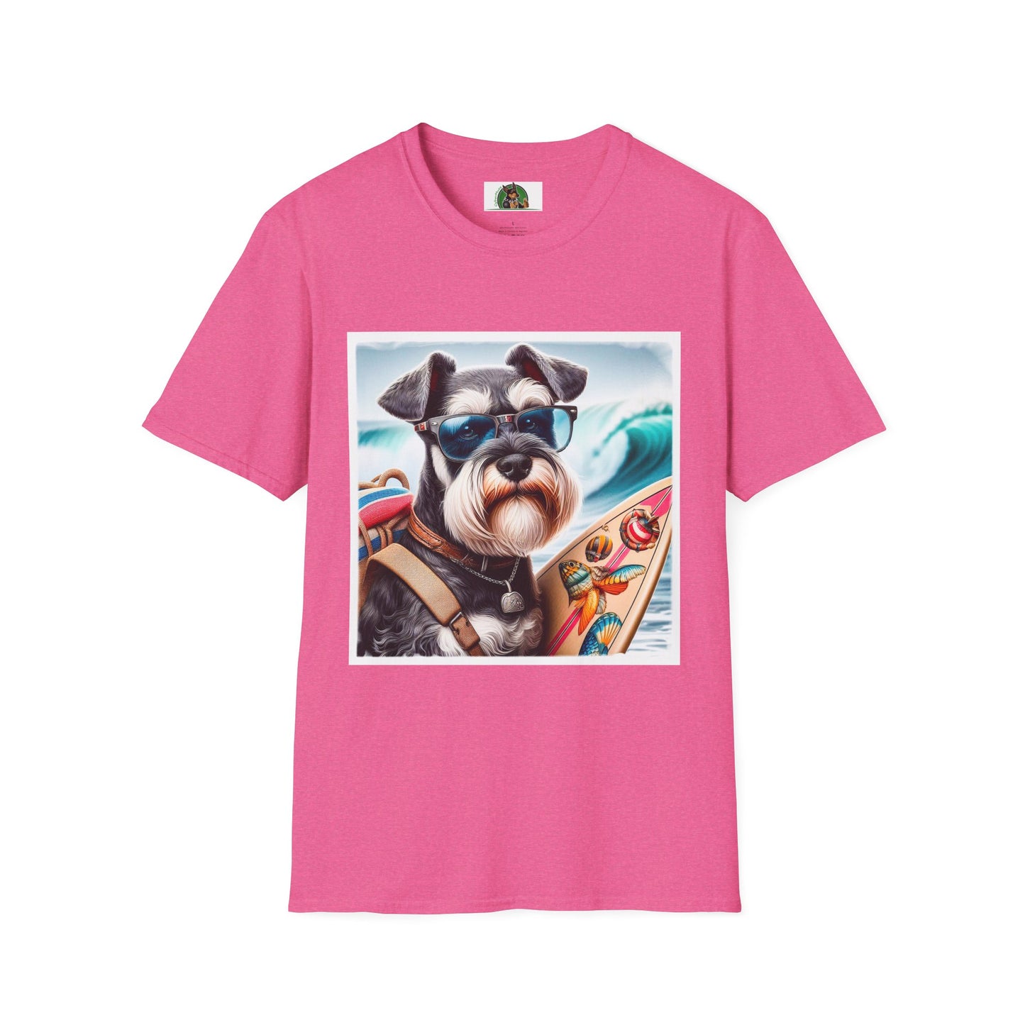 Miniature Schnauzer surfer dude shirt T-Shirt Printify S Heather Heliconia