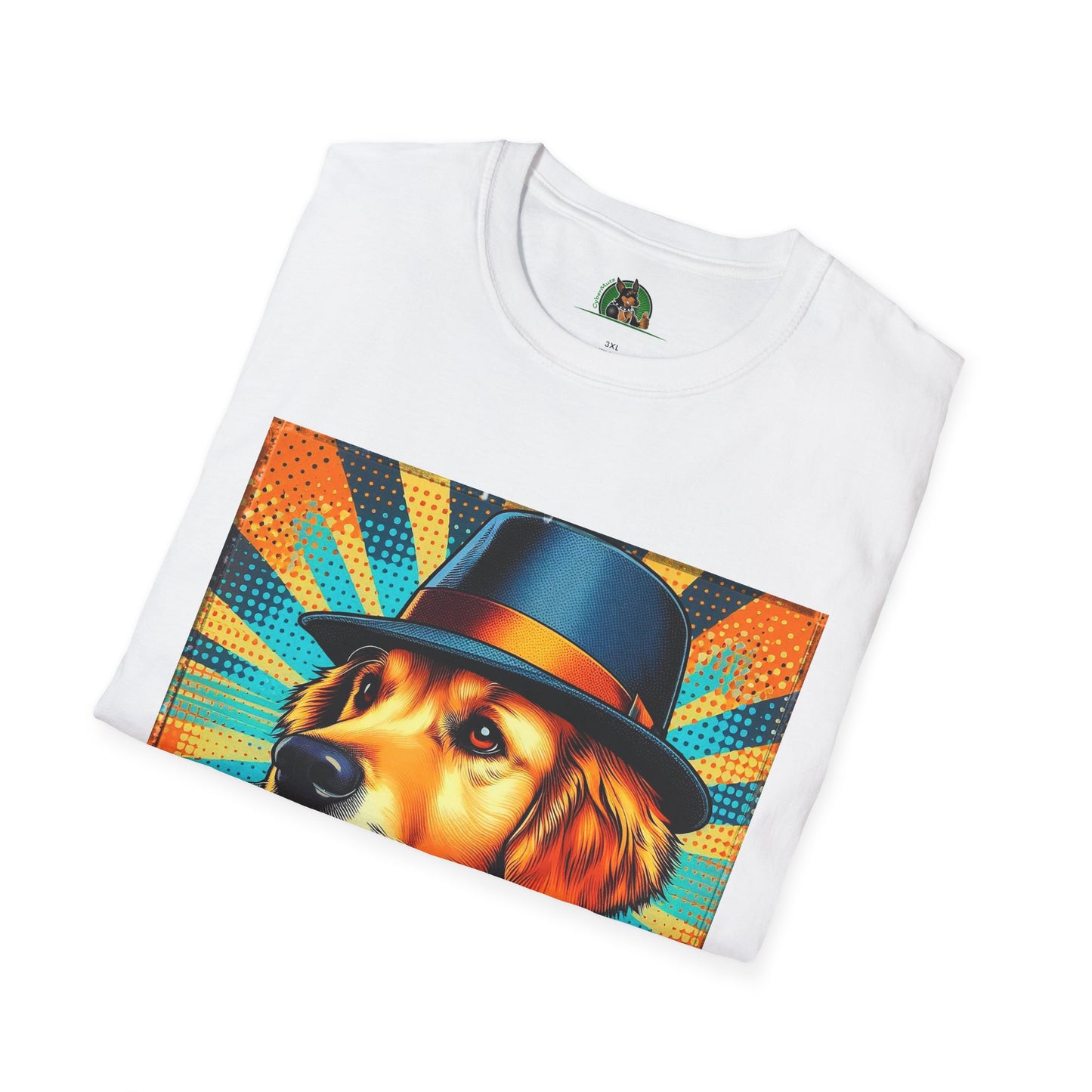 Golden Retriever fun top hat shirt T-Shirt Printify