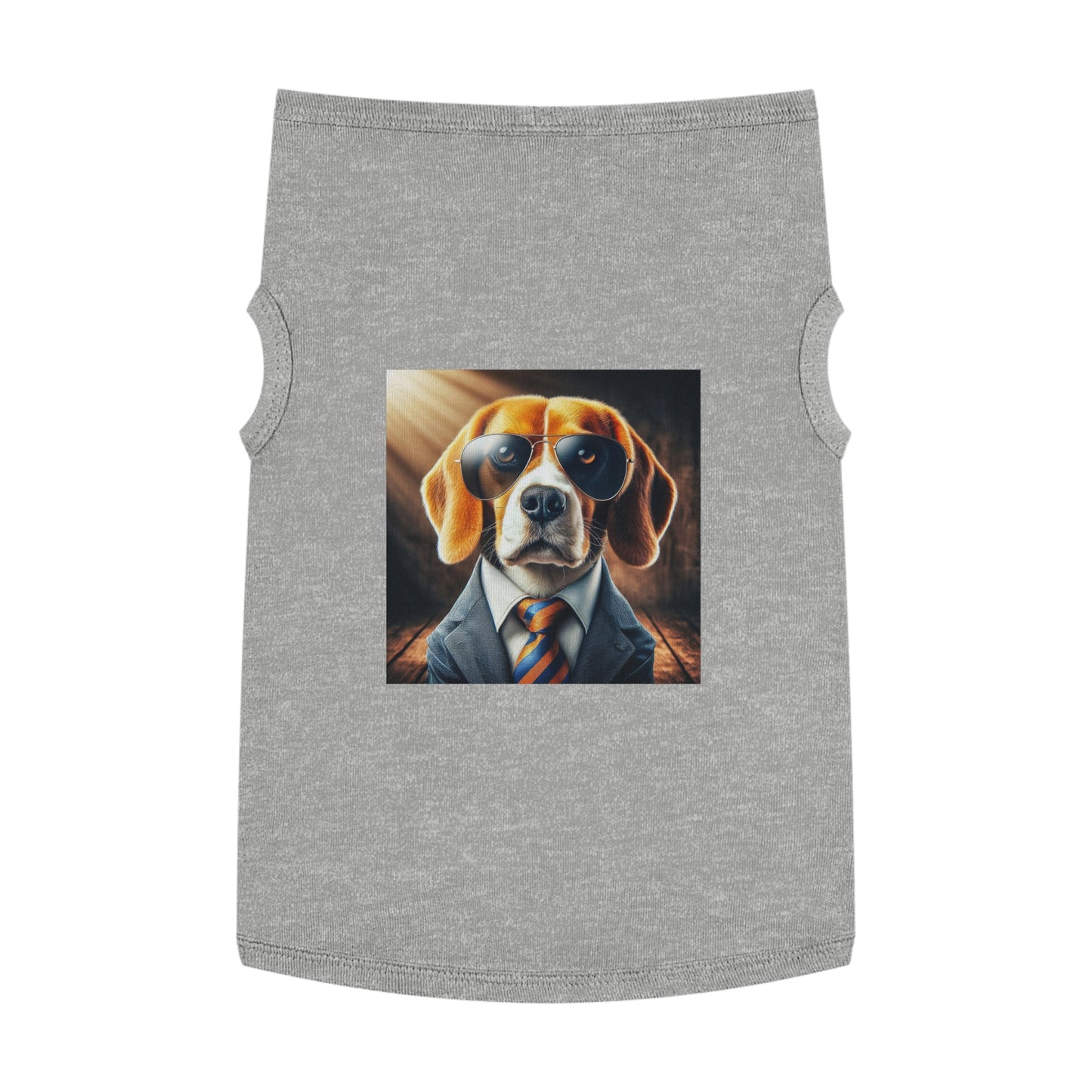 Pet Tank Top Beagle Dog In Suit And Shades Pets Printify XL Heather