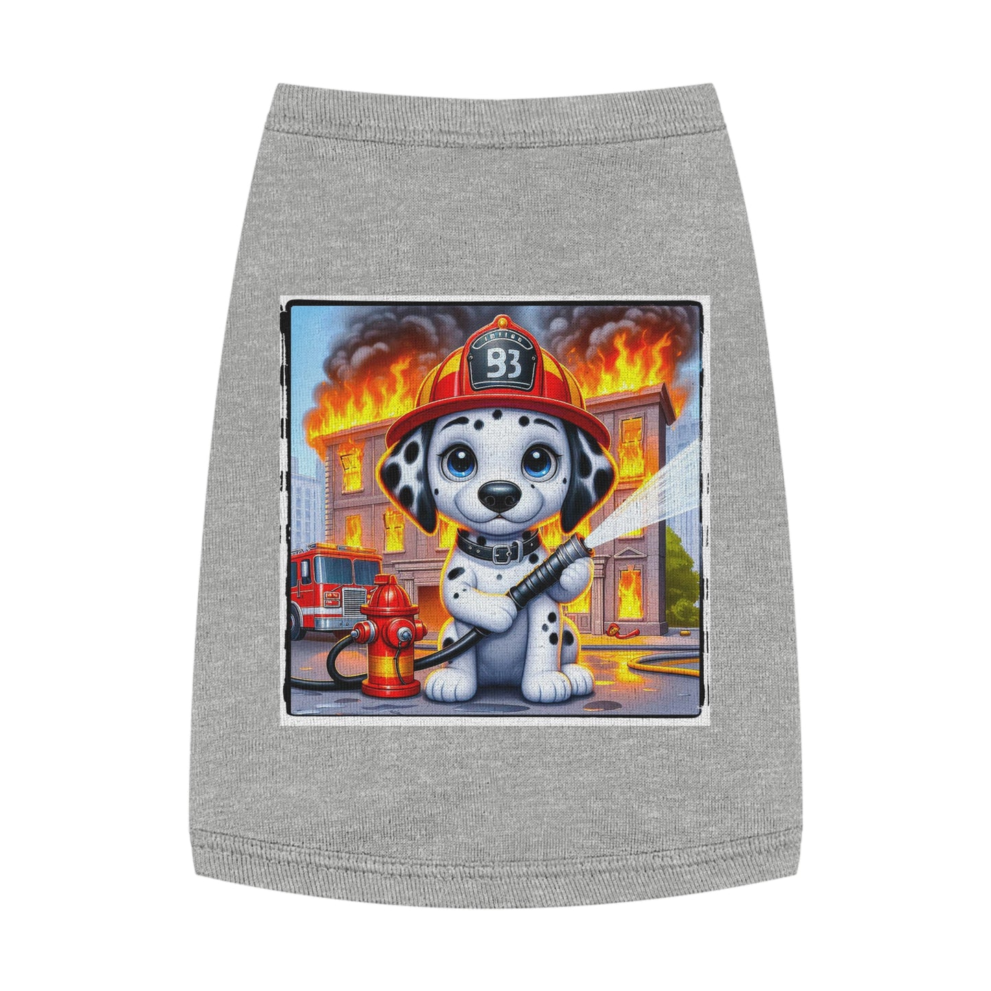 Pet Tank Top Dalmatian small fireman t shirt Pets Printify M Heather