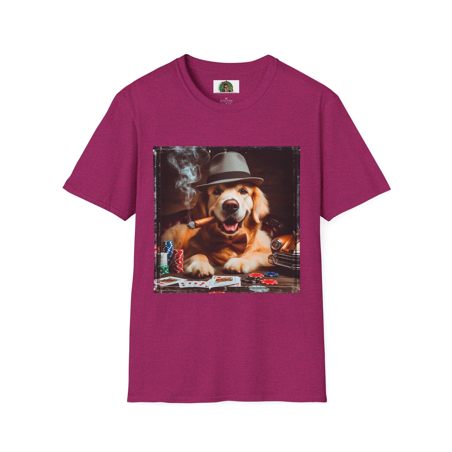 Golden Retriever cigars and smoking shirt T-Shirt Printify S Antique Heliconia