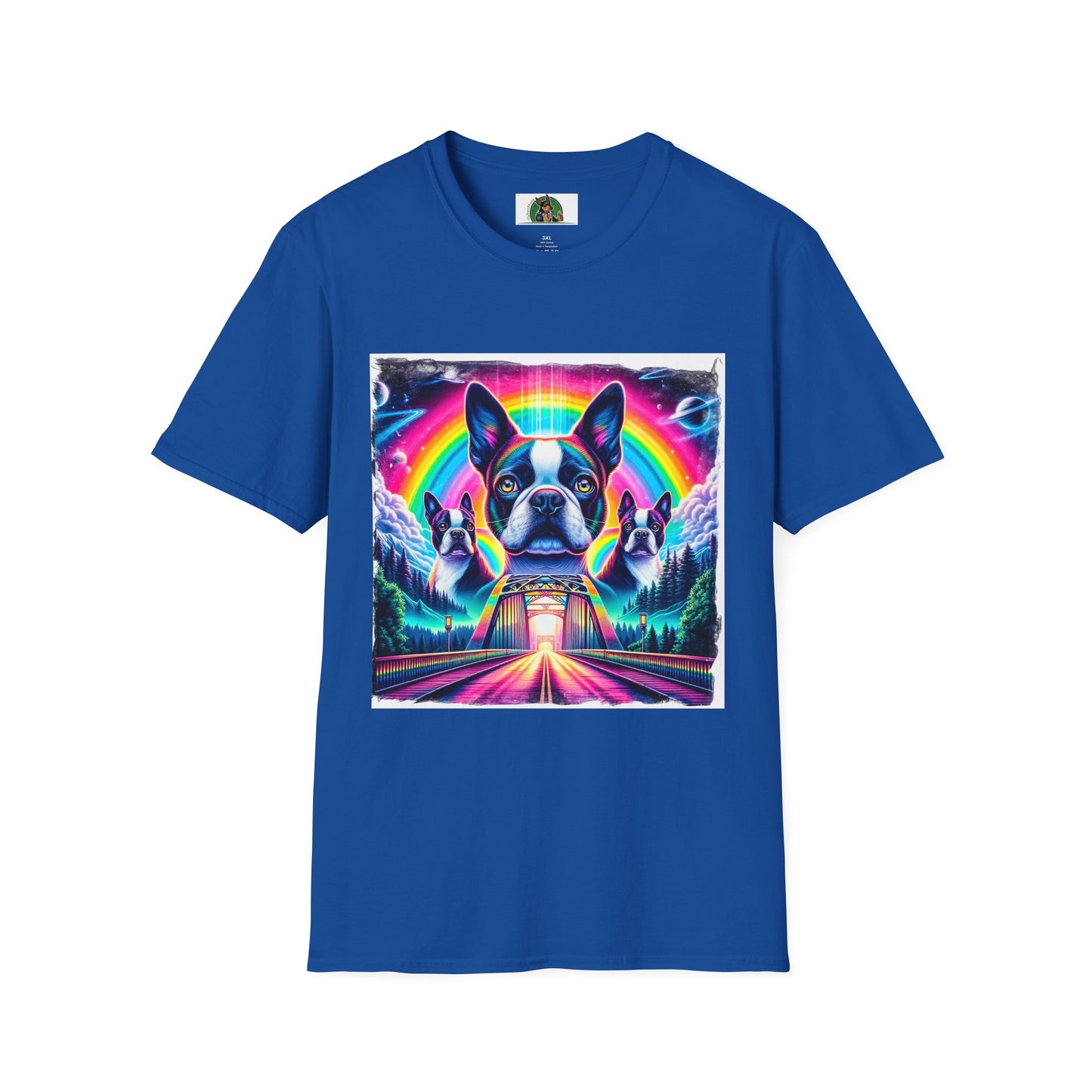 Boston Terriers Rainbow Bridge T-Shirt T-Shirt Printify XS Royal