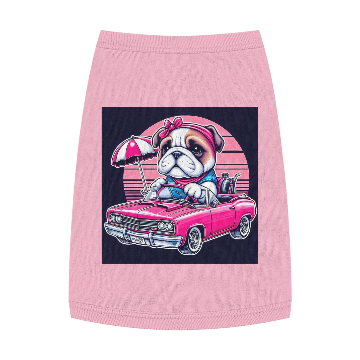 Wacky Pet Tank Top Bulldog tiny pink. car t shirt Pets Printify M Pink